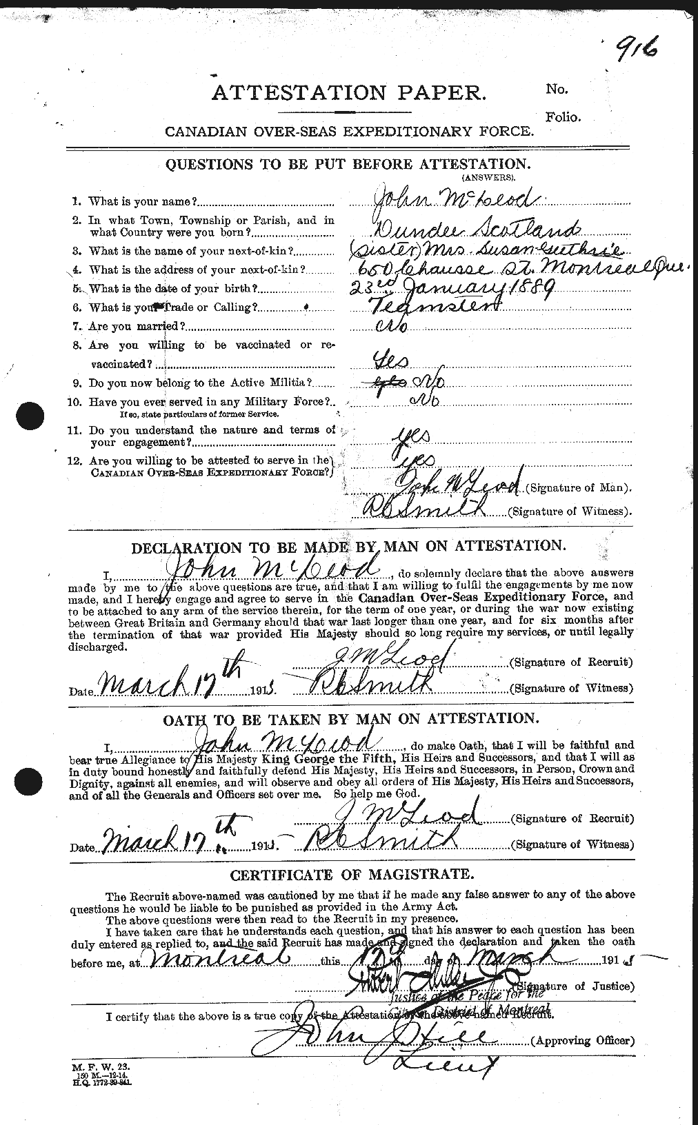 Personnel Records of the First World War - CEF 542571a