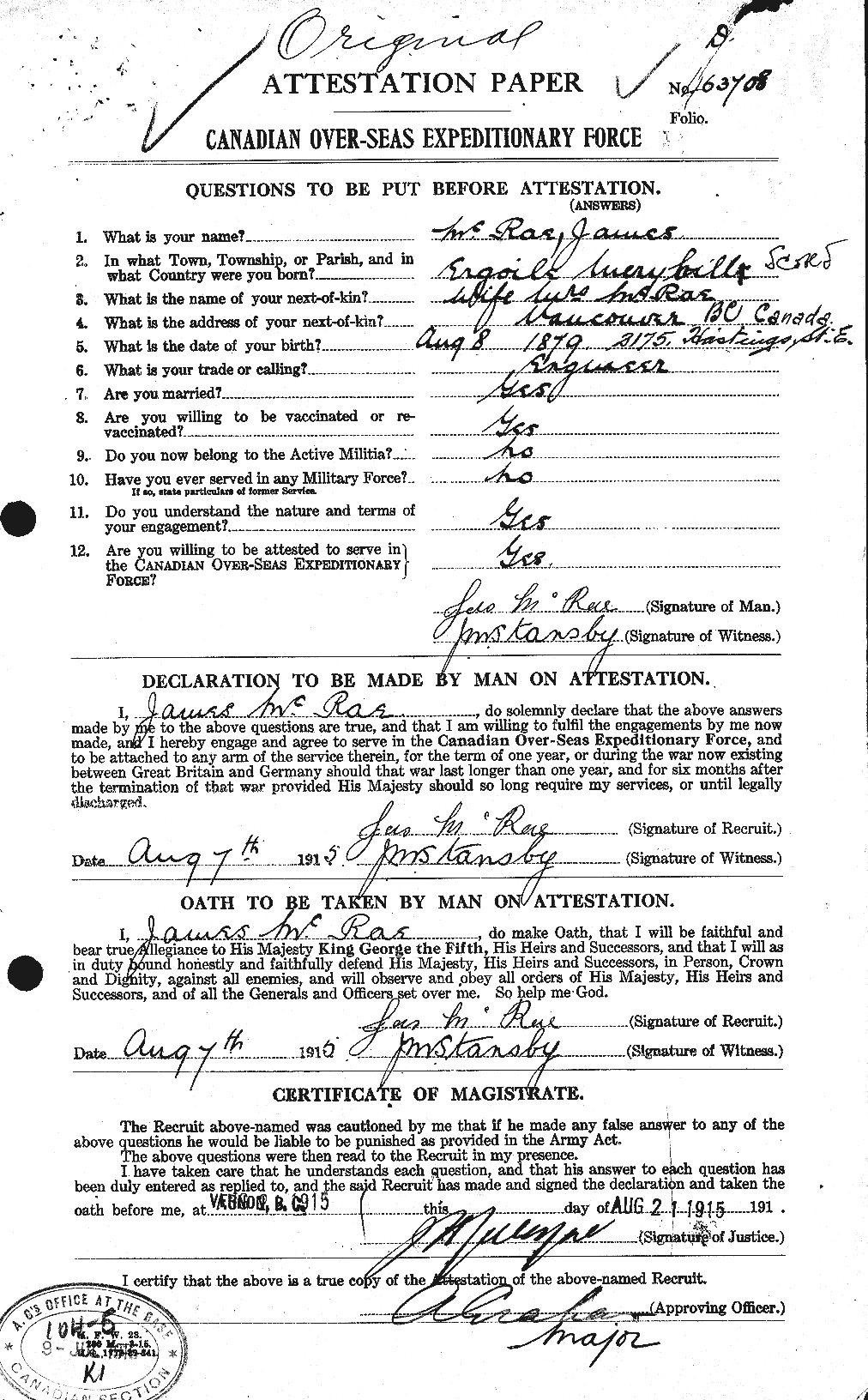 Personnel Records of the First World War - CEF 542775a