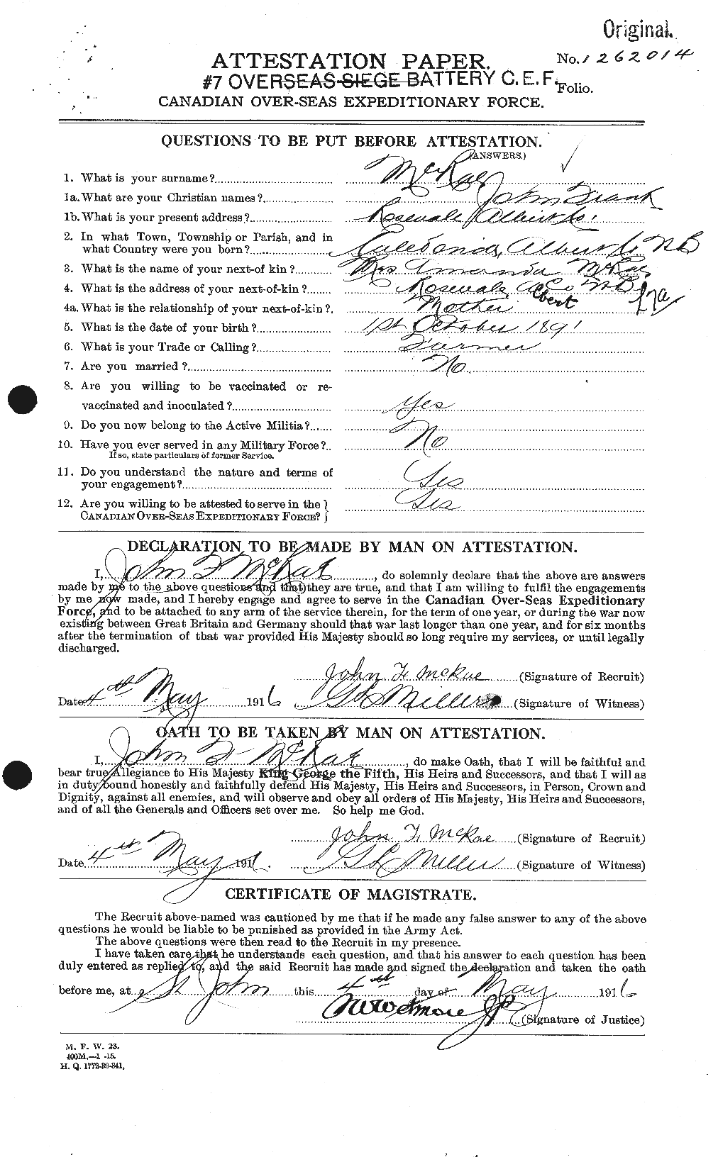 Personnel Records of the First World War - CEF 542839a