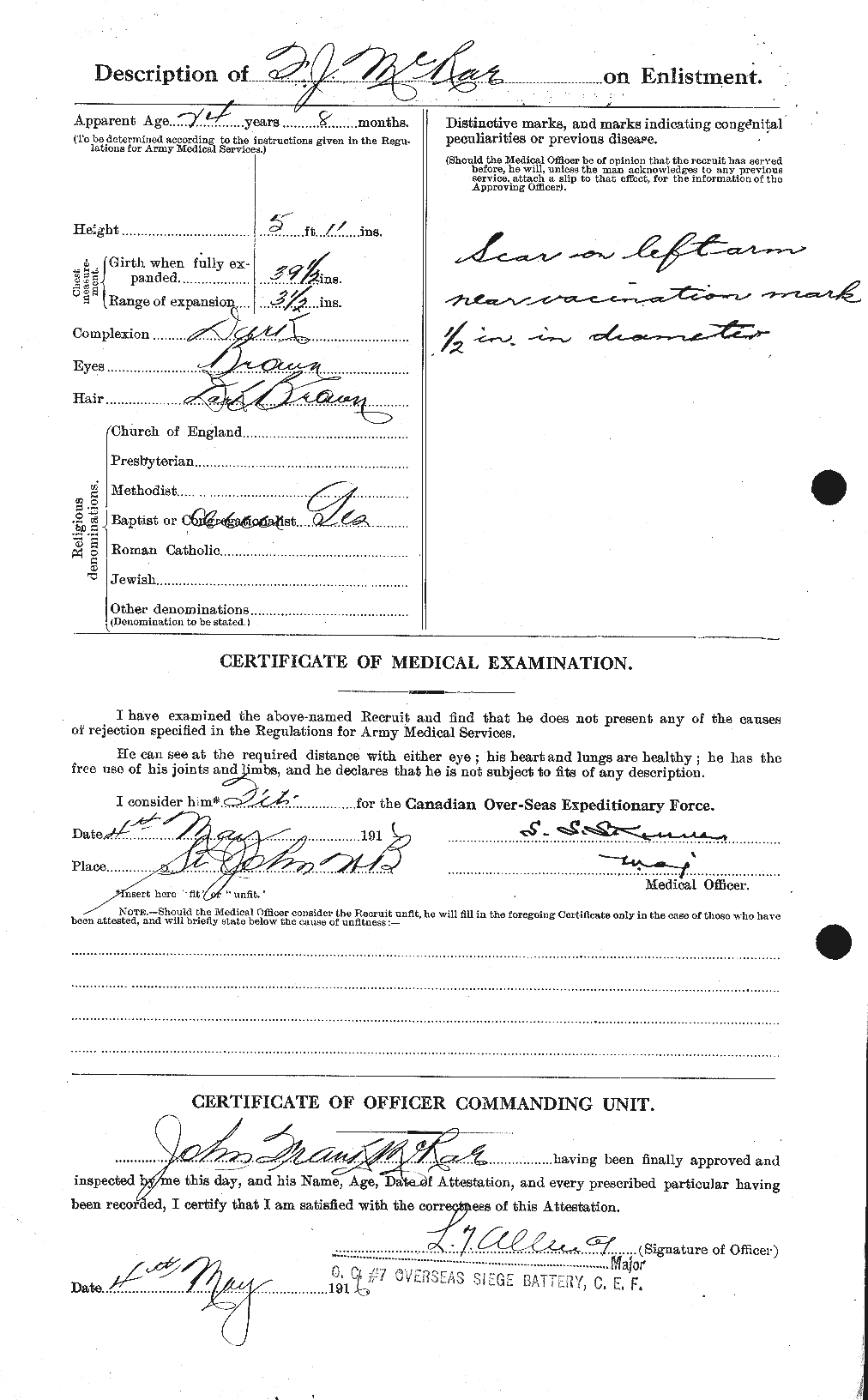 Dossiers du Personnel de la Première Guerre mondiale - CEC 542839b