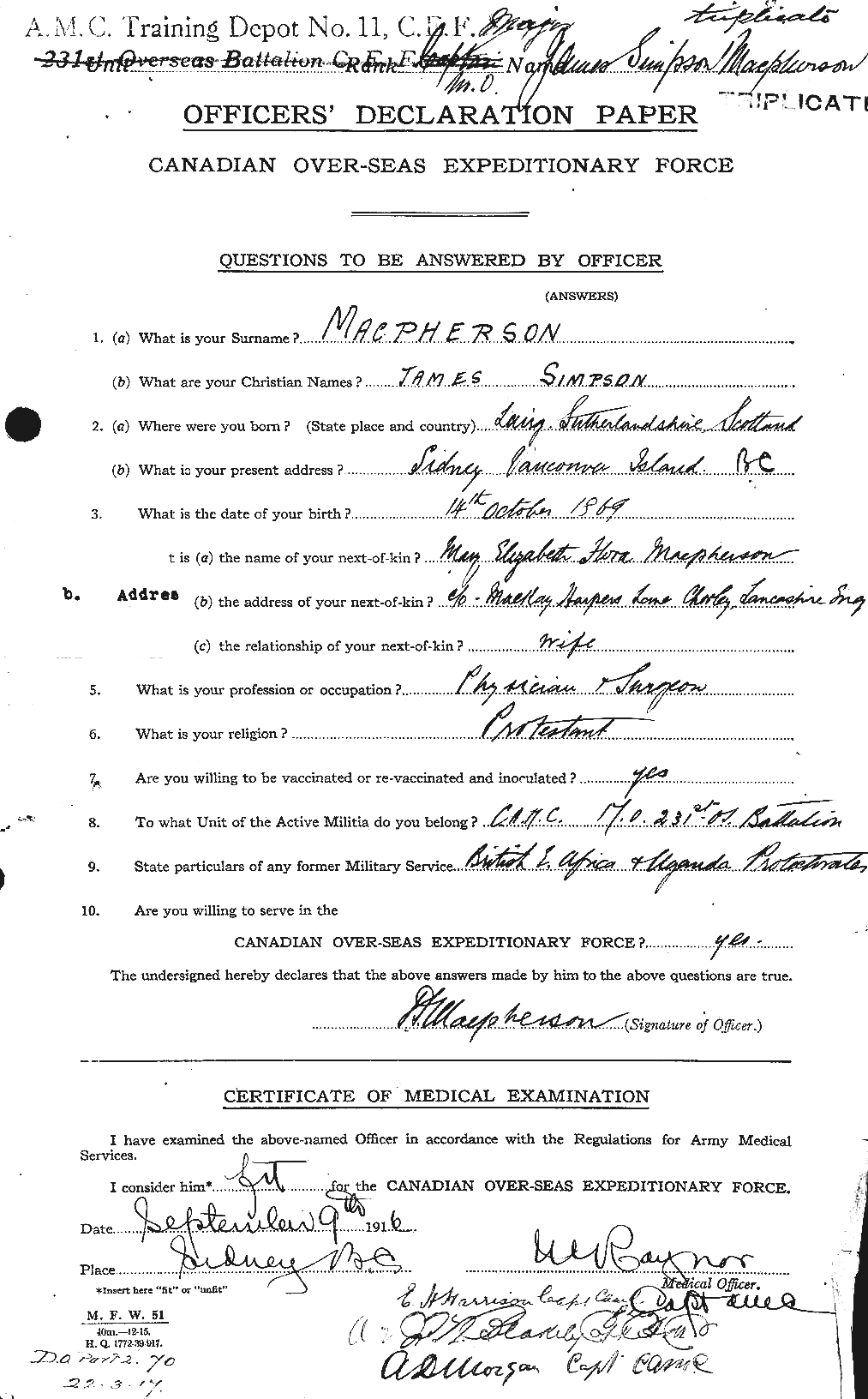 Personnel Records of the First World War - CEF 543090a