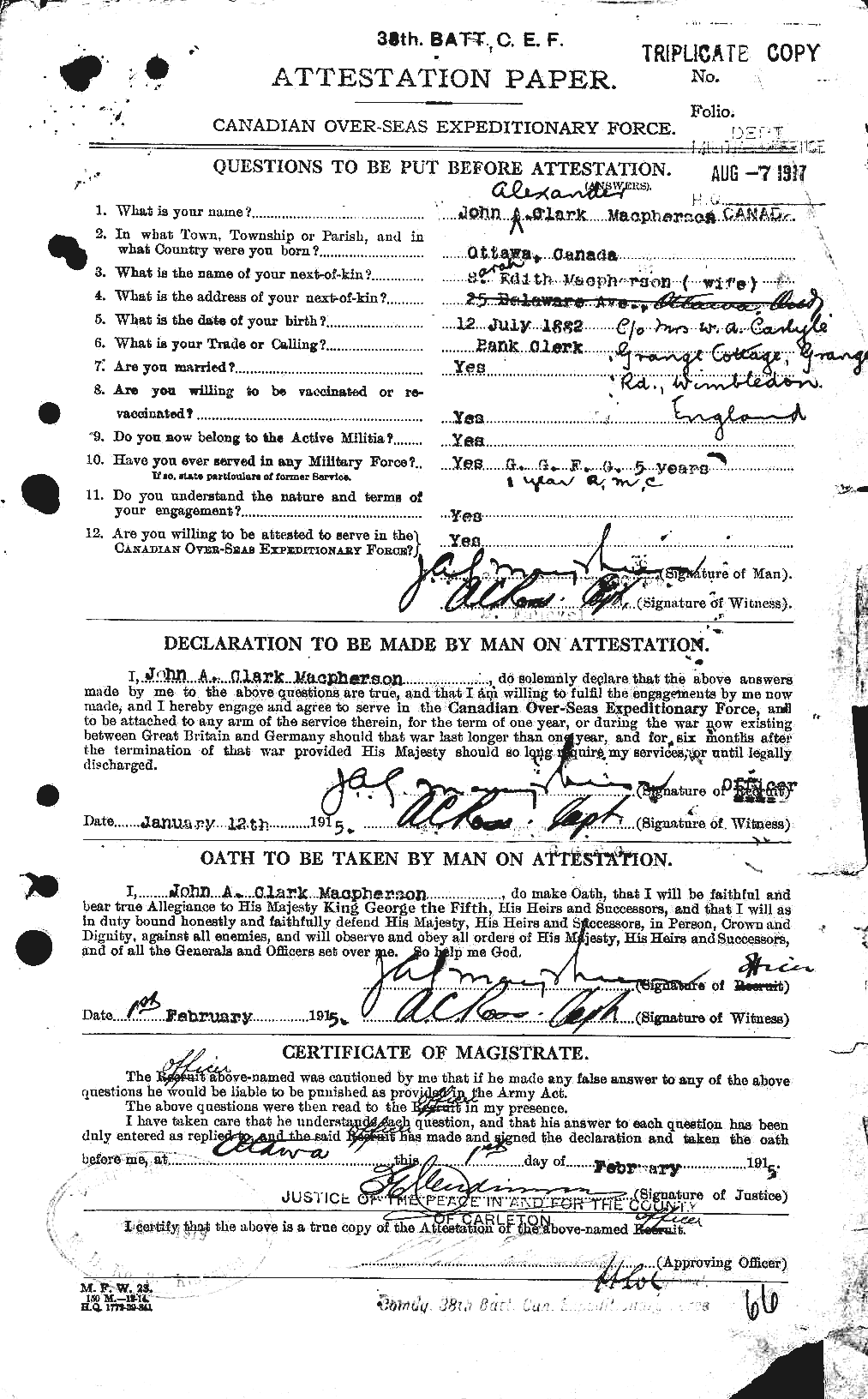 Personnel Records of the First World War - CEF 543133a