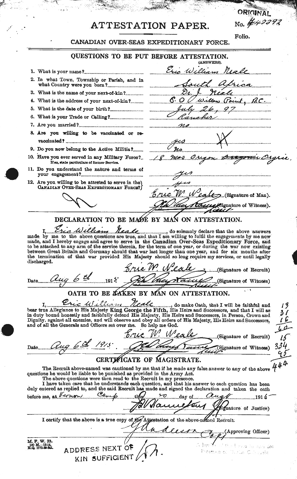 Personnel Records of the First World War - CEF 543568a