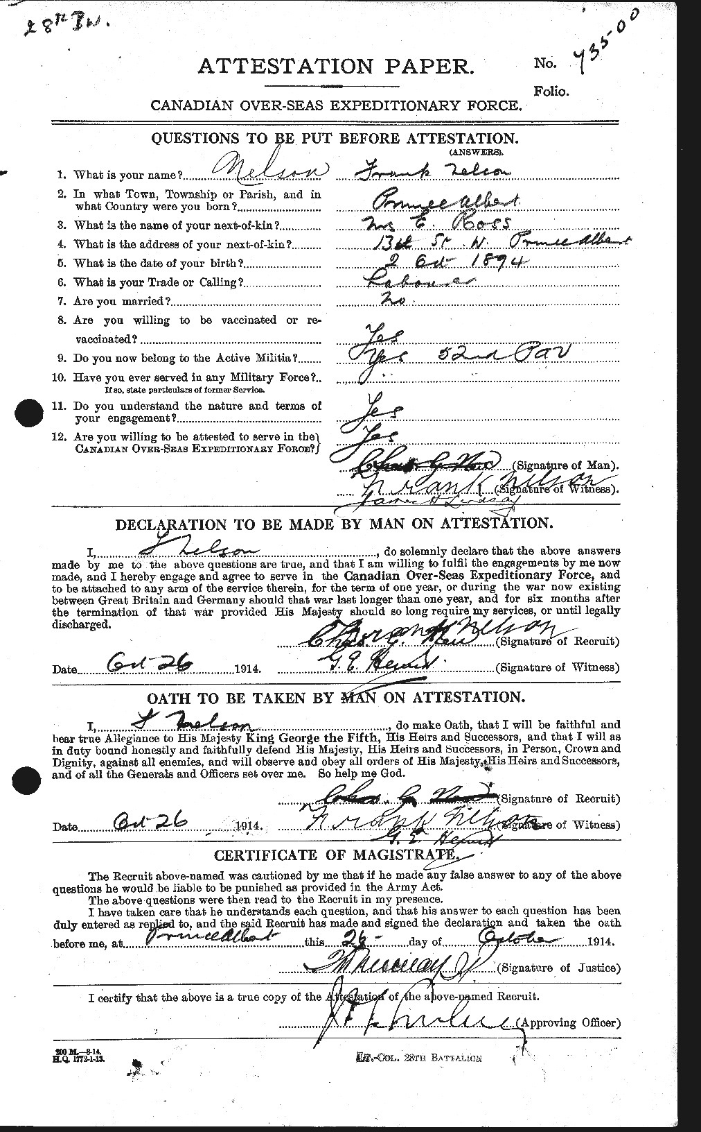 Personnel Records of the First World War - CEF 543760a