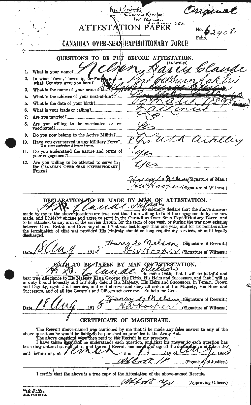 Personnel Records of the First World War - CEF 543849a
