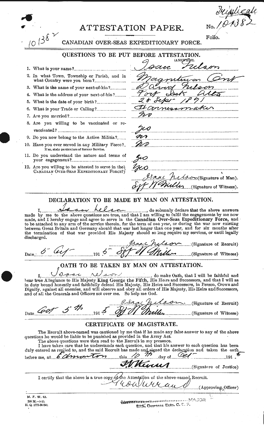 Personnel Records of the First World War - CEF 543894a