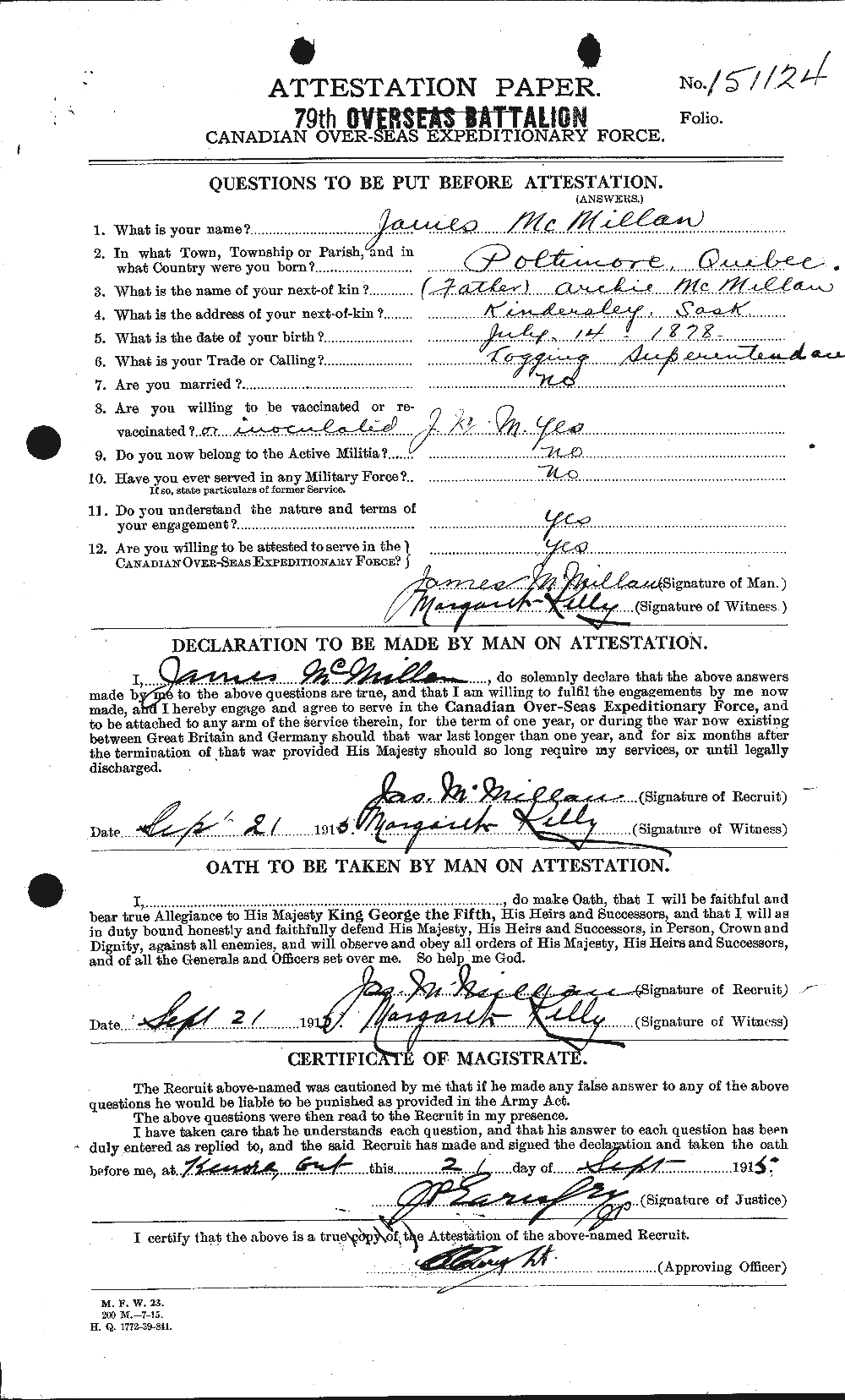Personnel Records of the First World War - CEF 543909a