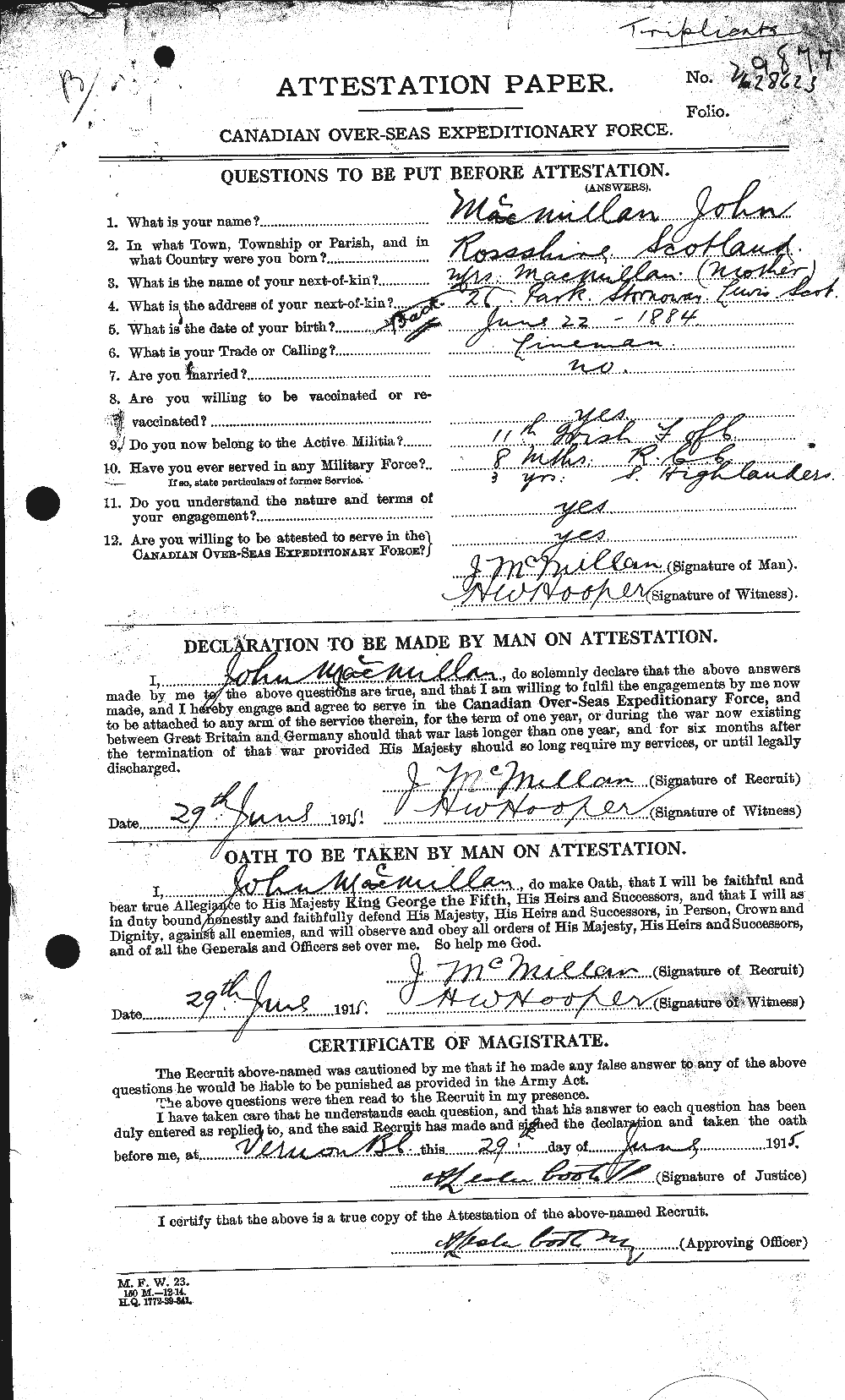 Personnel Records of the First World War - CEF 543971a