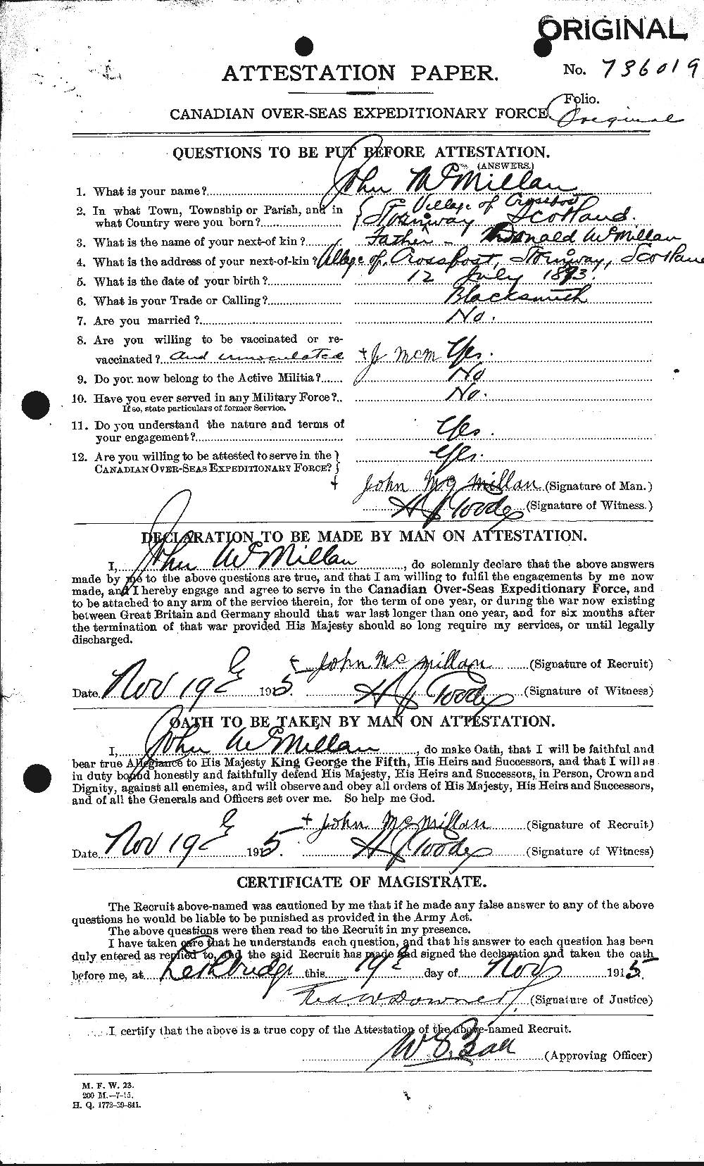 Personnel Records of the First World War - CEF 543998a