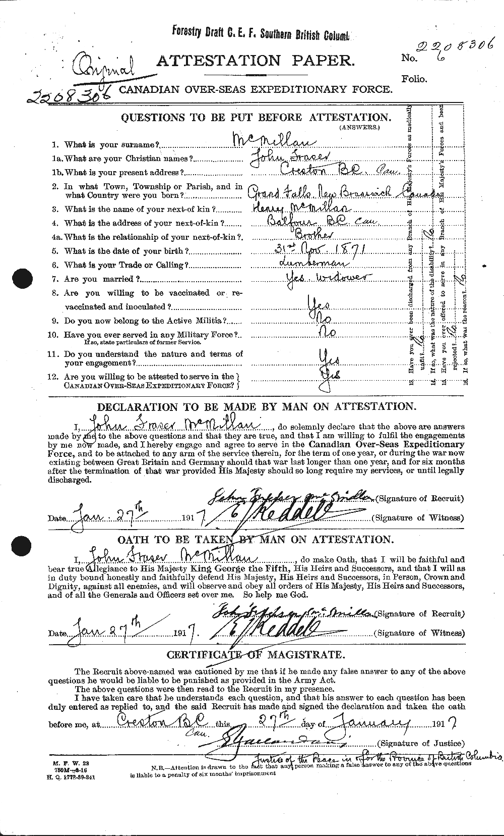 Personnel Records of the First World War - CEF 544033a