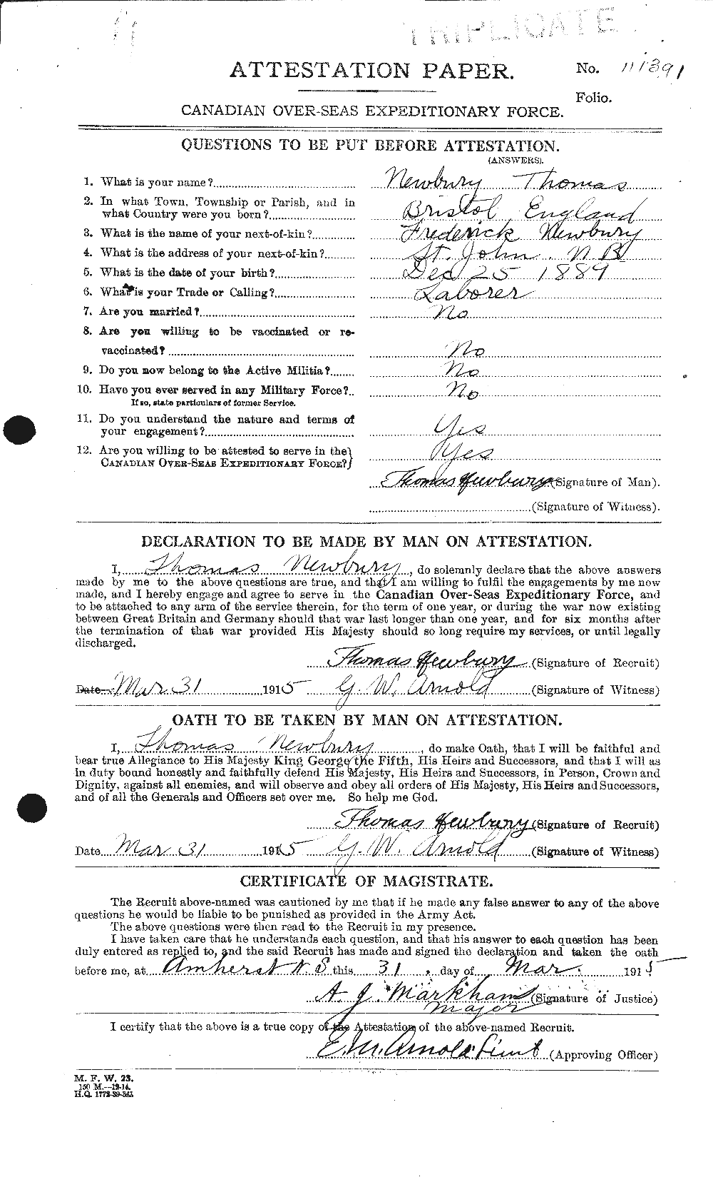 Personnel Records of the First World War - CEF 544116a