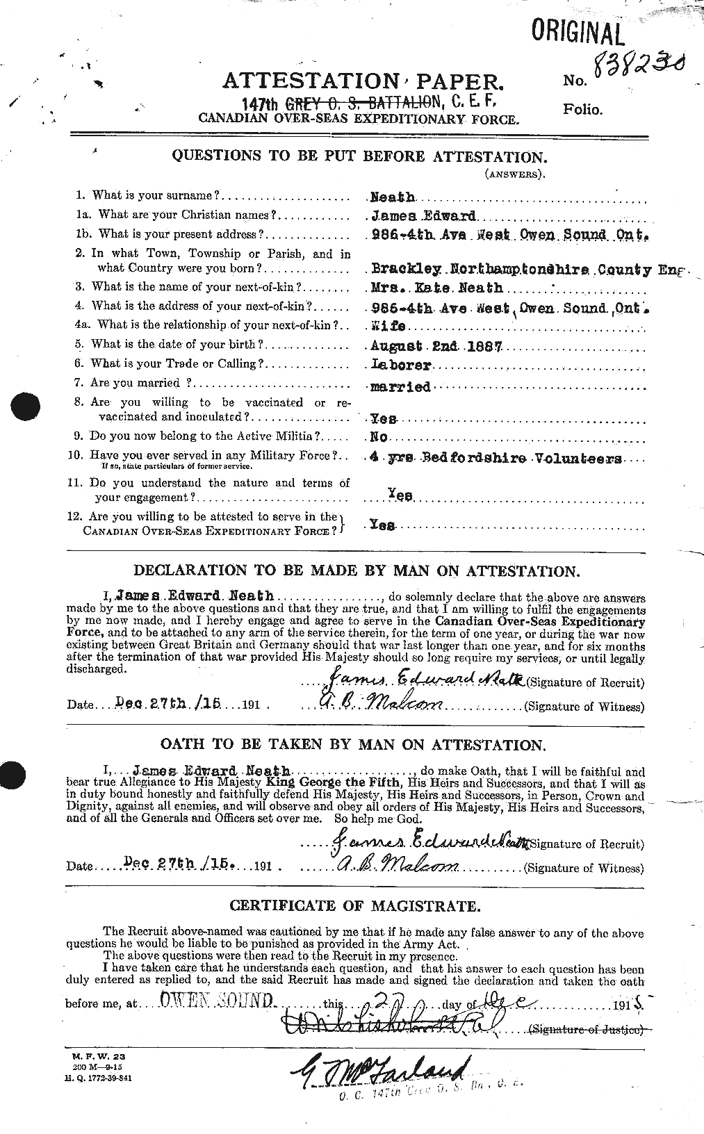 Personnel Records of the First World War - CEF 545071a