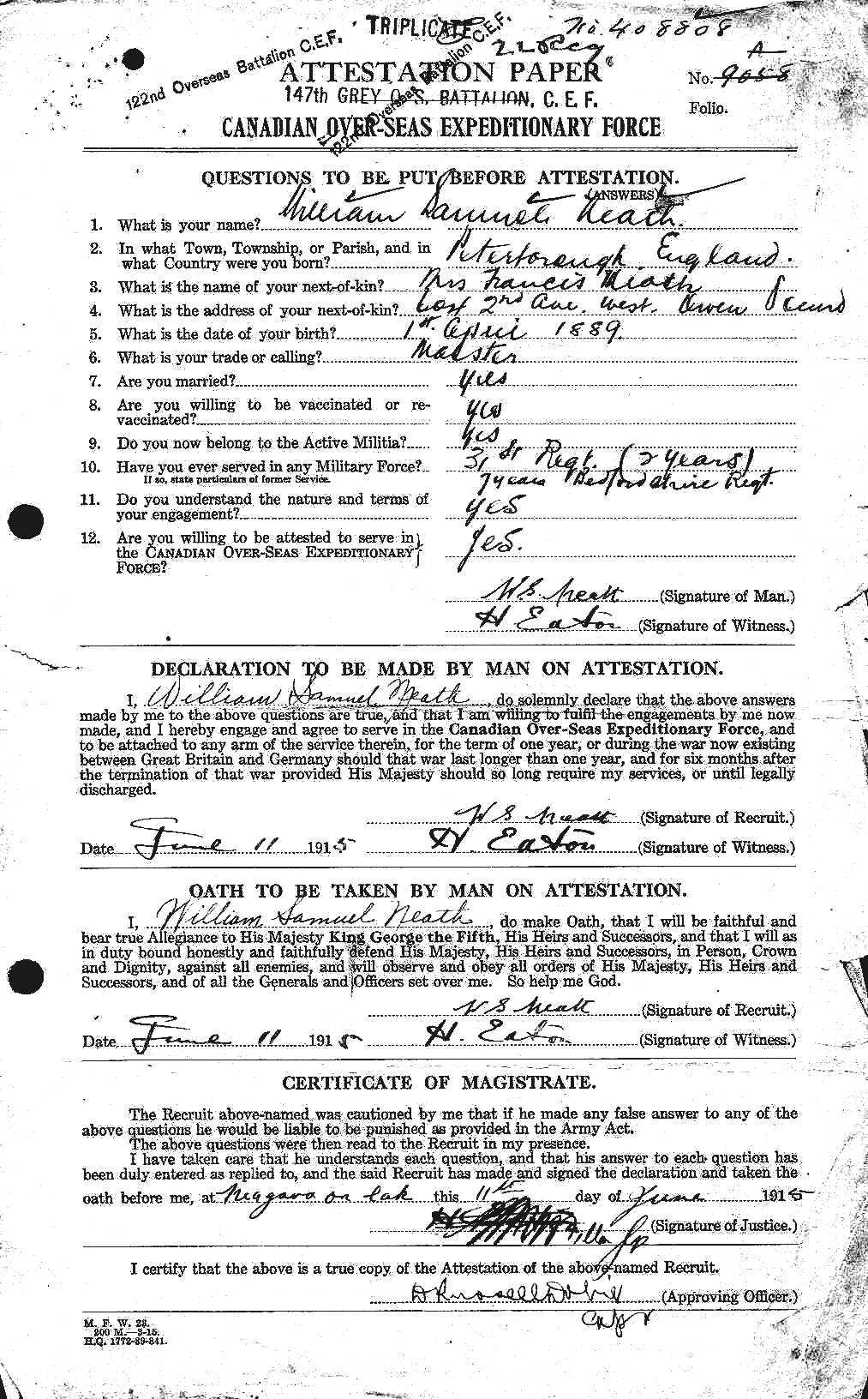 Personnel Records of the First World War - CEF 545075a