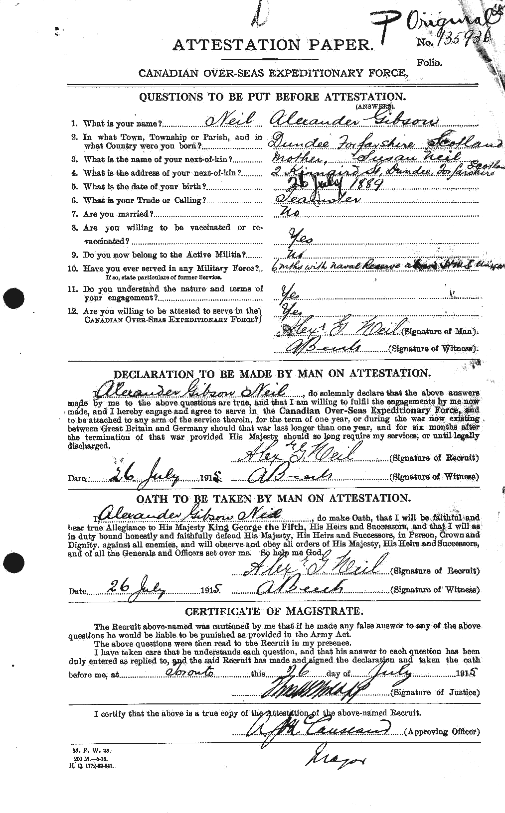 Personnel Records of the First World War - CEF 545547a