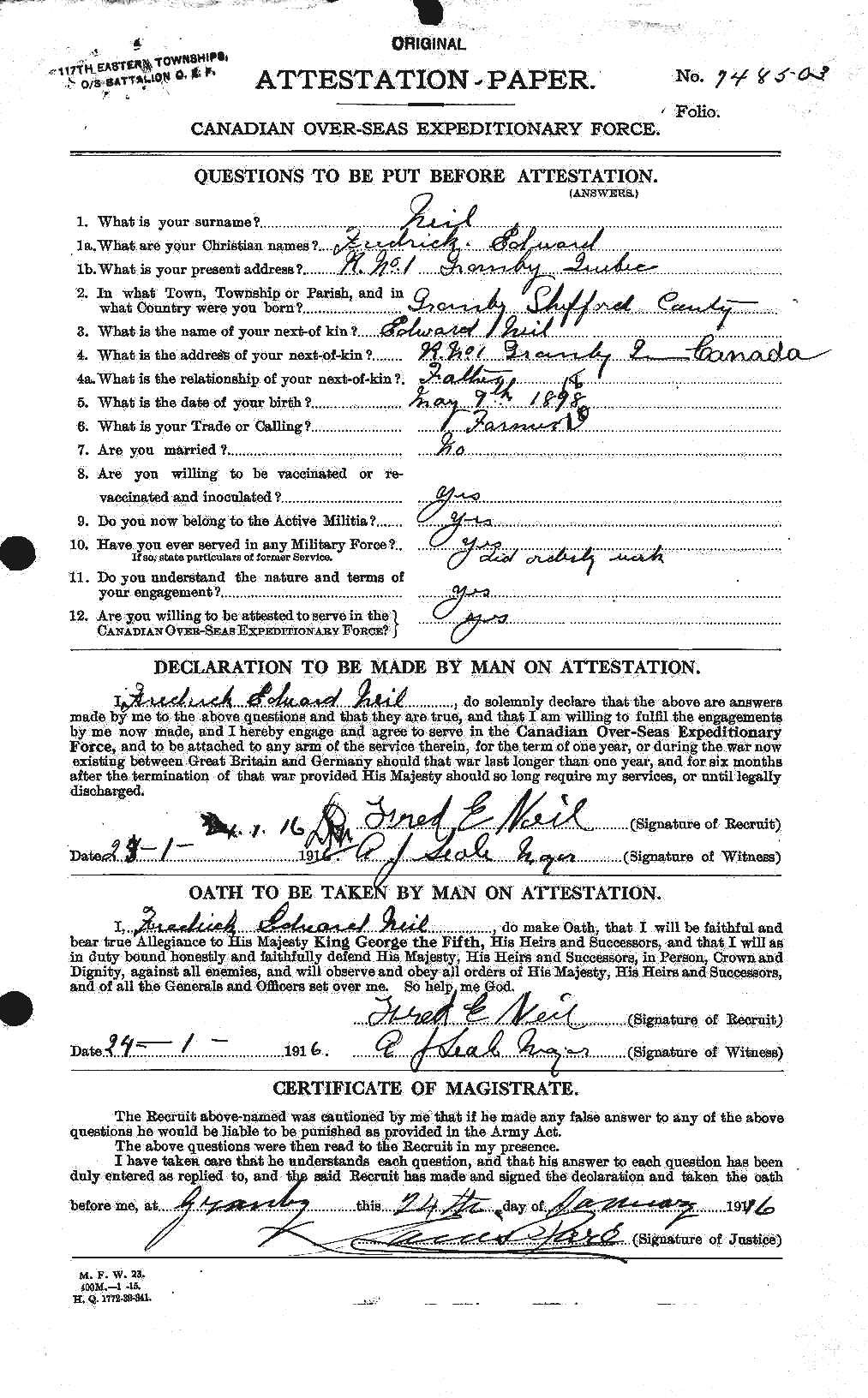 Personnel Records of the First World War - CEF 545574a