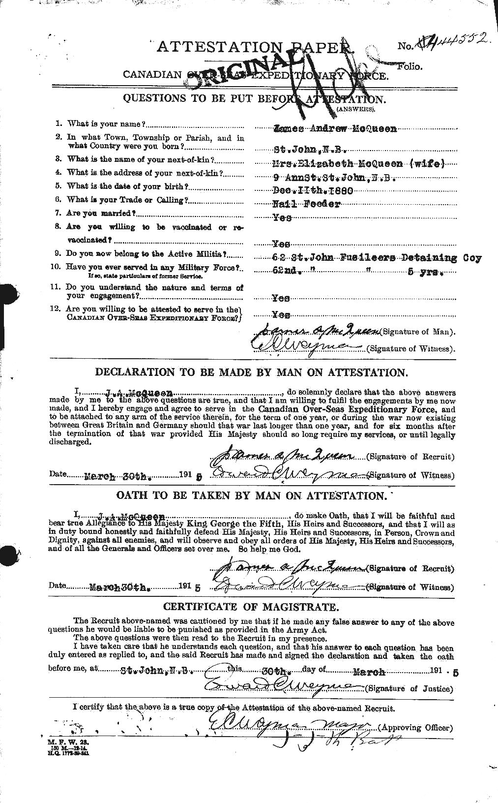 Personnel Records of the First World War - CEF 545926a