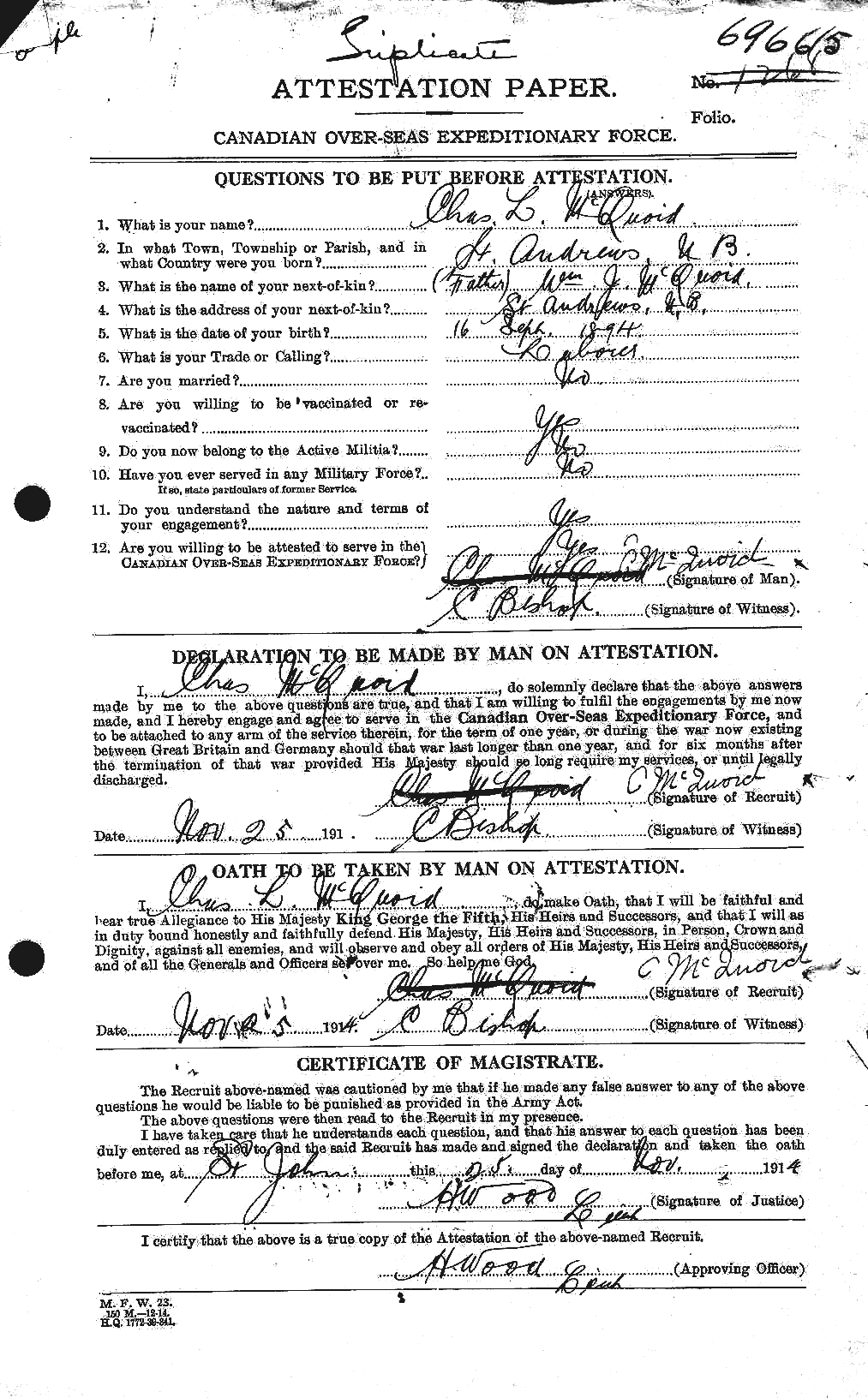 Personnel Records of the First World War - CEF 546071a