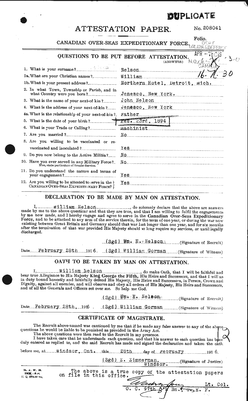 Personnel Records of the First World War - CEF 546608a