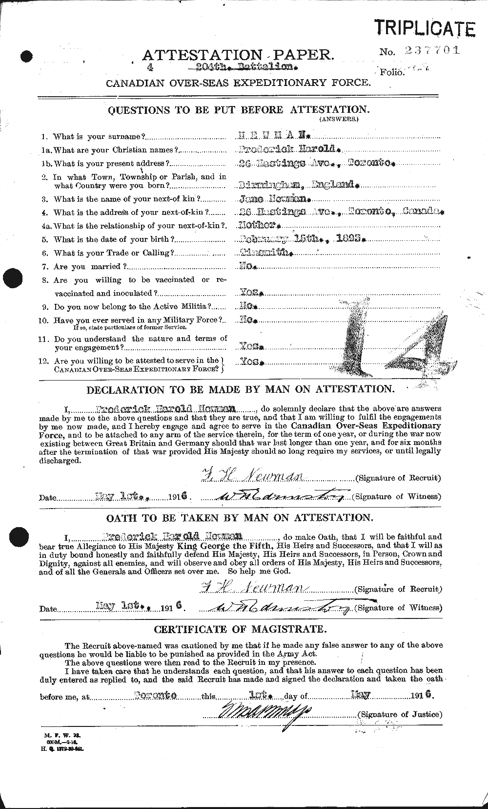 Personnel Records of the First World War - CEF 548076a