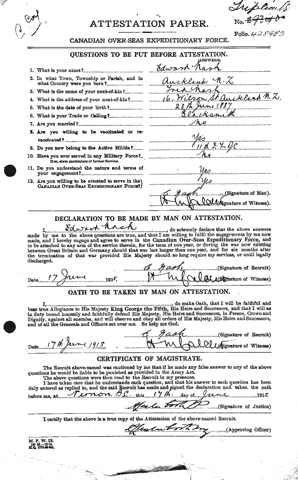 Personnel Records of the First World War - CEF 548934a