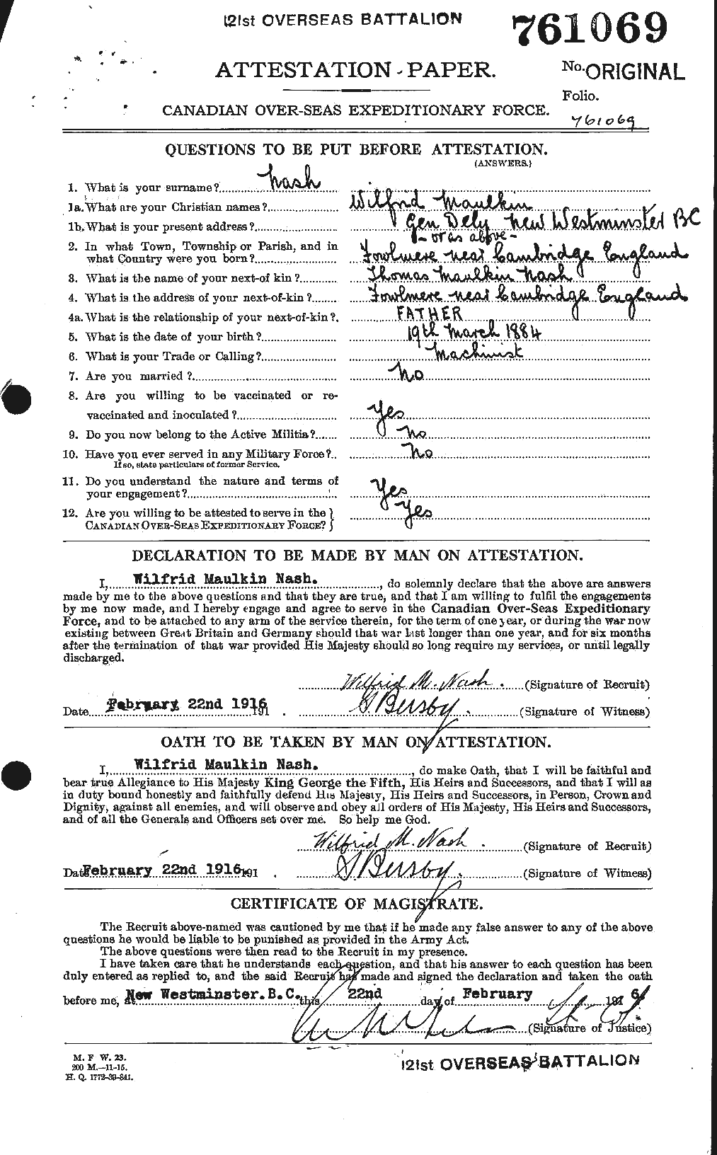 Personnel Records of the First World War - CEF 549065a