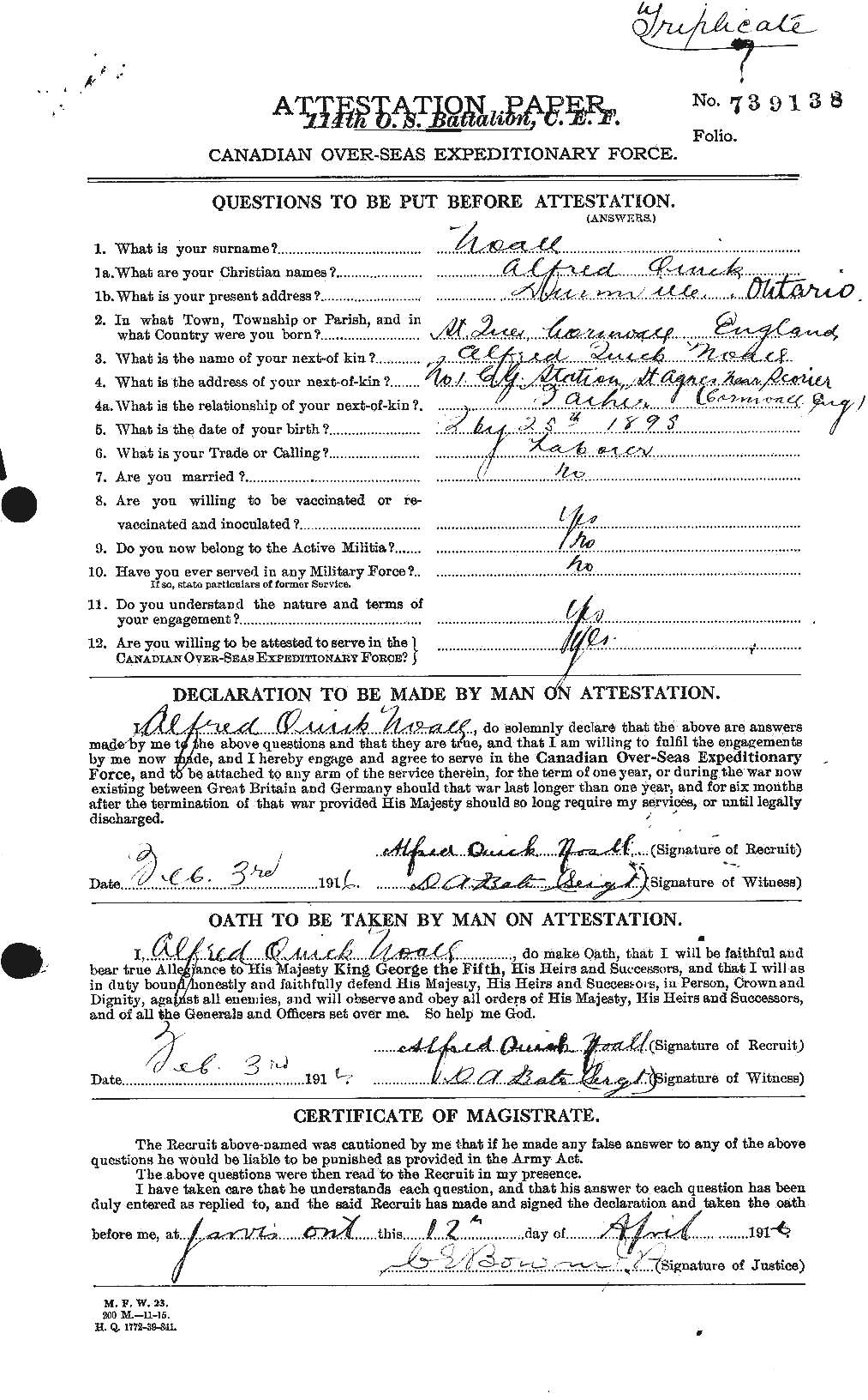 Personnel Records of the First World War - CEF 549314a