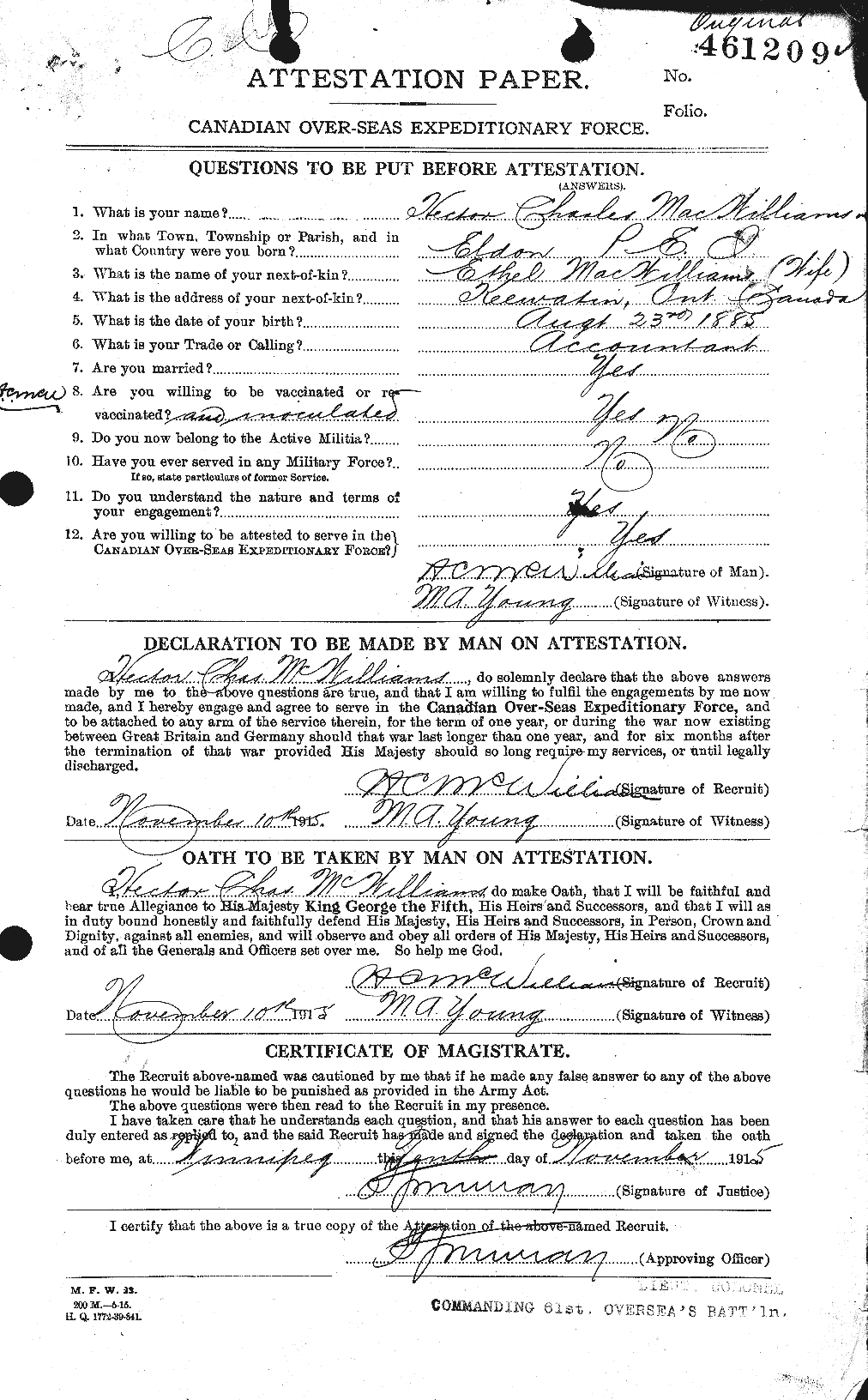 Personnel Records of the First World War - CEF 549611a