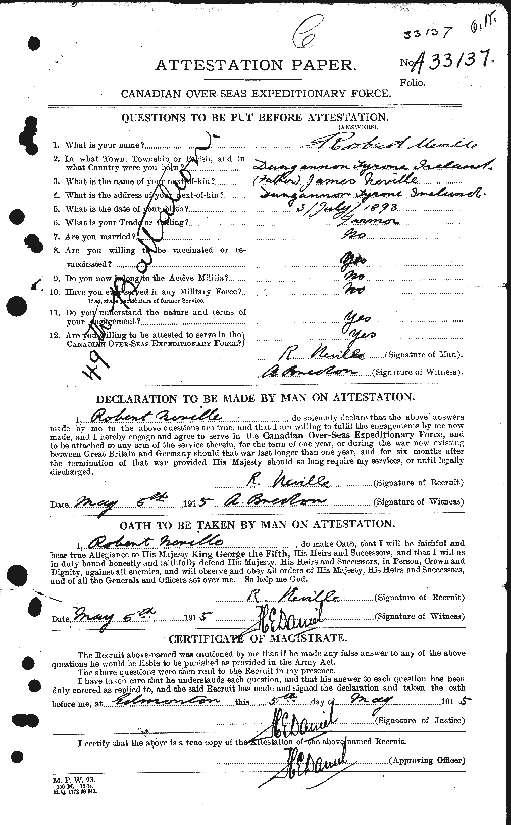 Personnel Records of the First World War - CEF 550404a