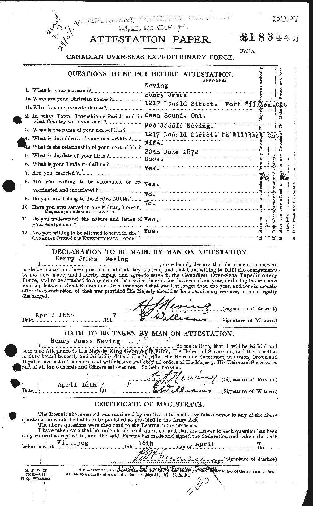 Personnel Records of the First World War - CEF 550453a