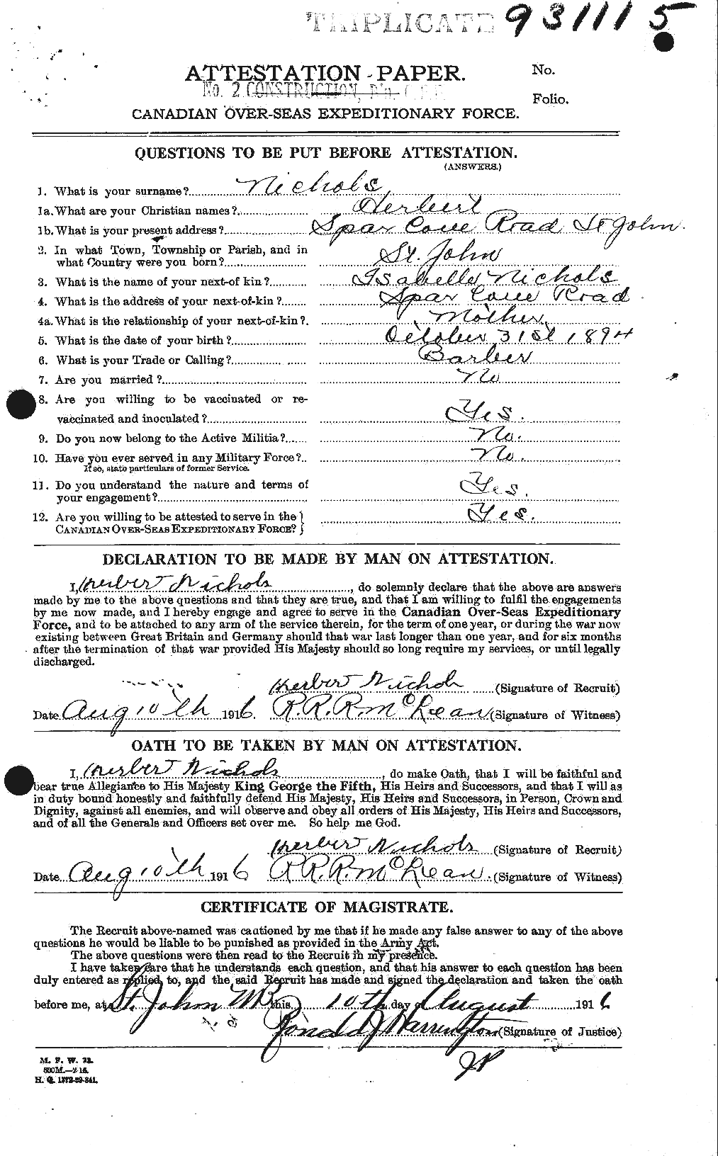 Personnel Records of the First World War - CEF 550991a