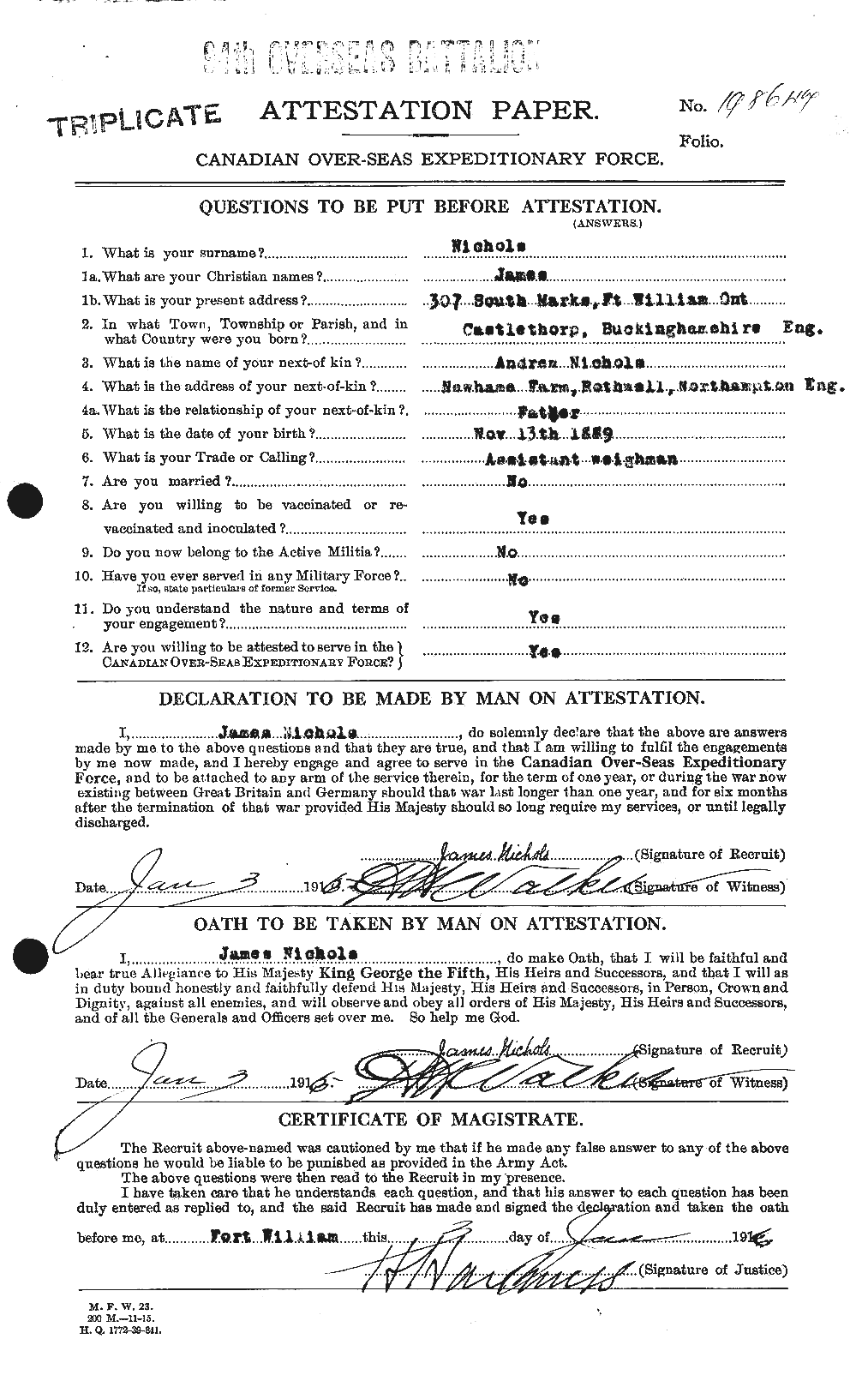 Personnel Records of the First World War - CEF 550999a