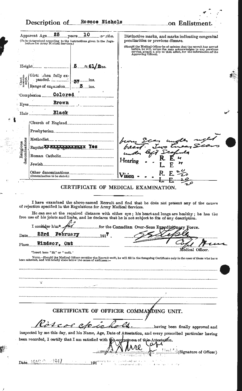 Dossiers du Personnel de la Première Guerre mondiale - CEC 551037b
