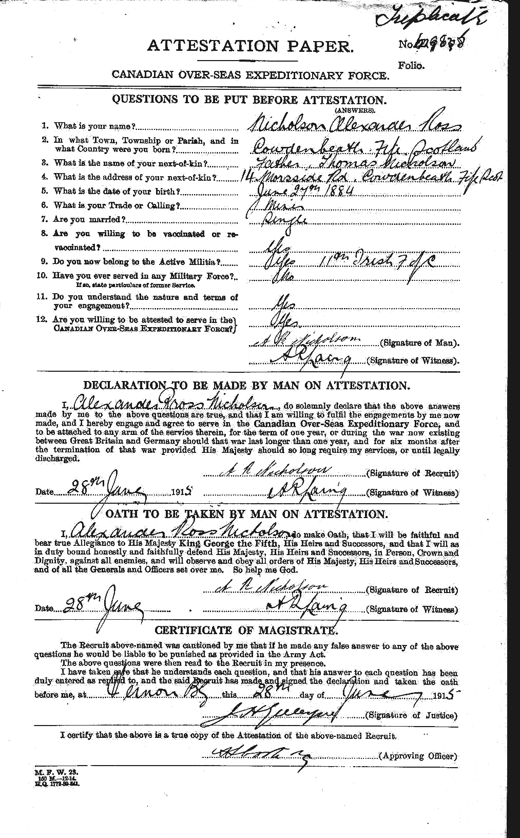 Personnel Records of the First World War - CEF 551094a