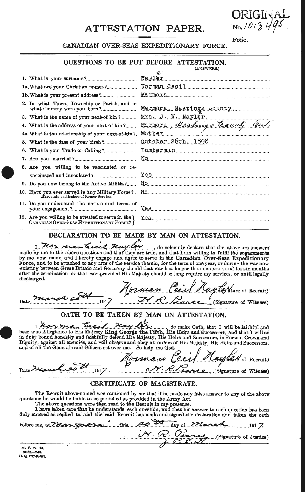 Personnel Records of the First World War - CEF 551275a