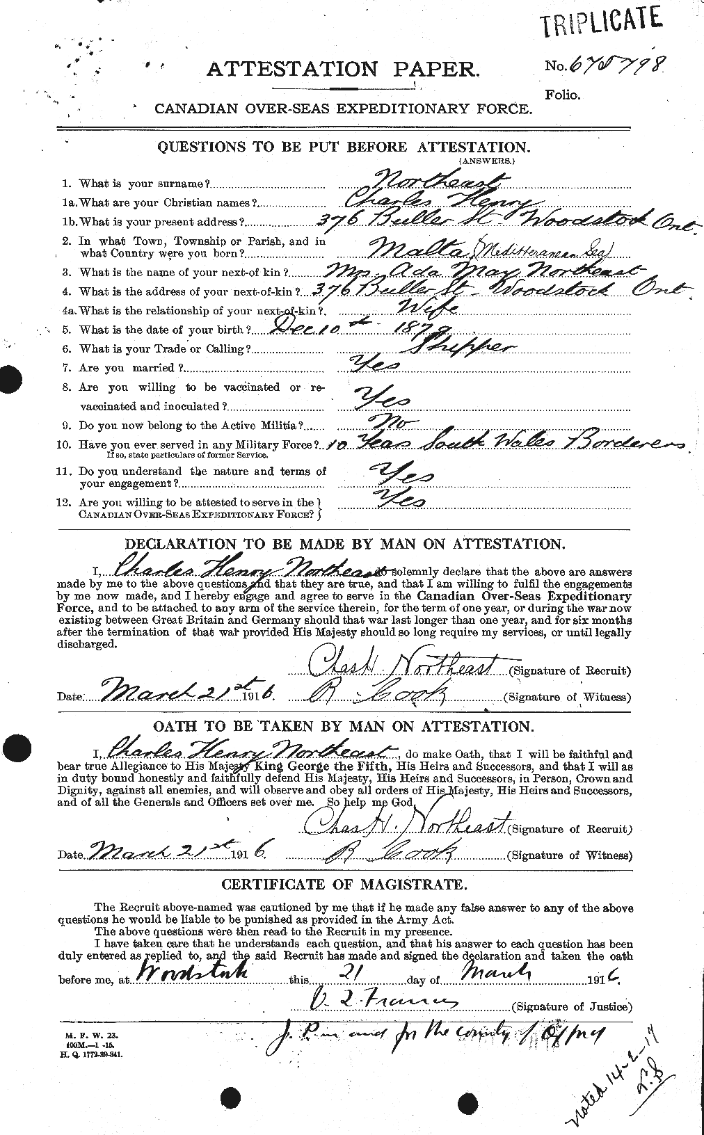 Personnel Records of the First World War - CEF 551661a