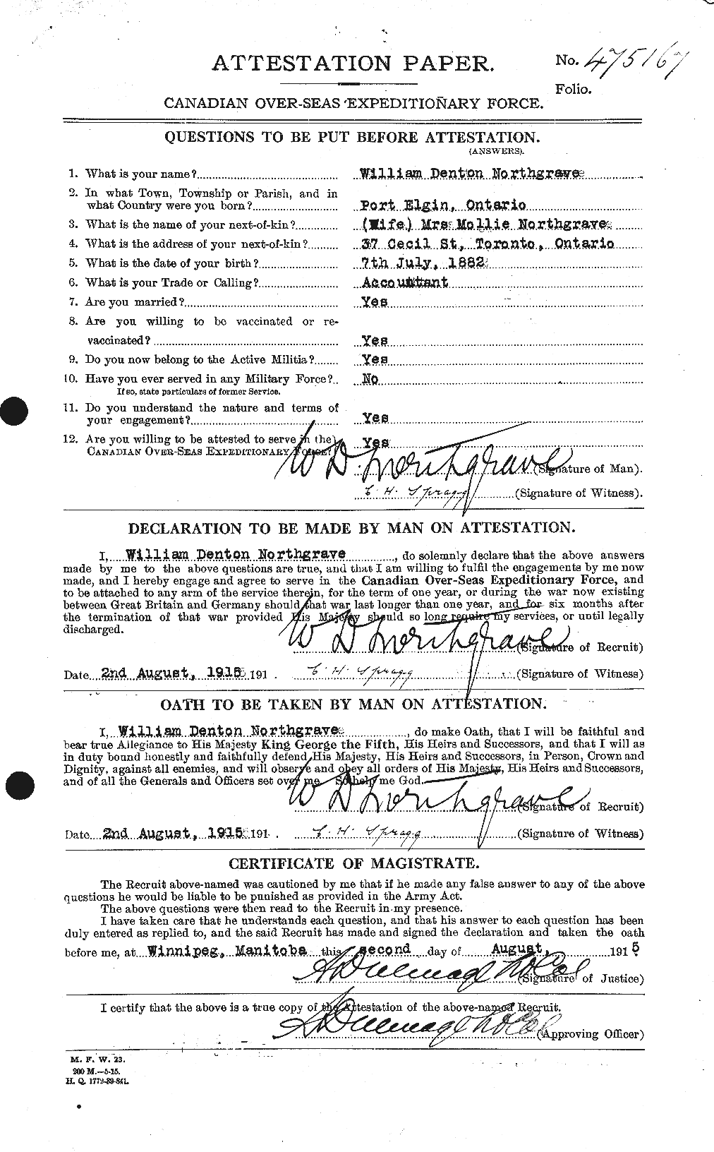 Personnel Records of the First World War - CEF 551687a