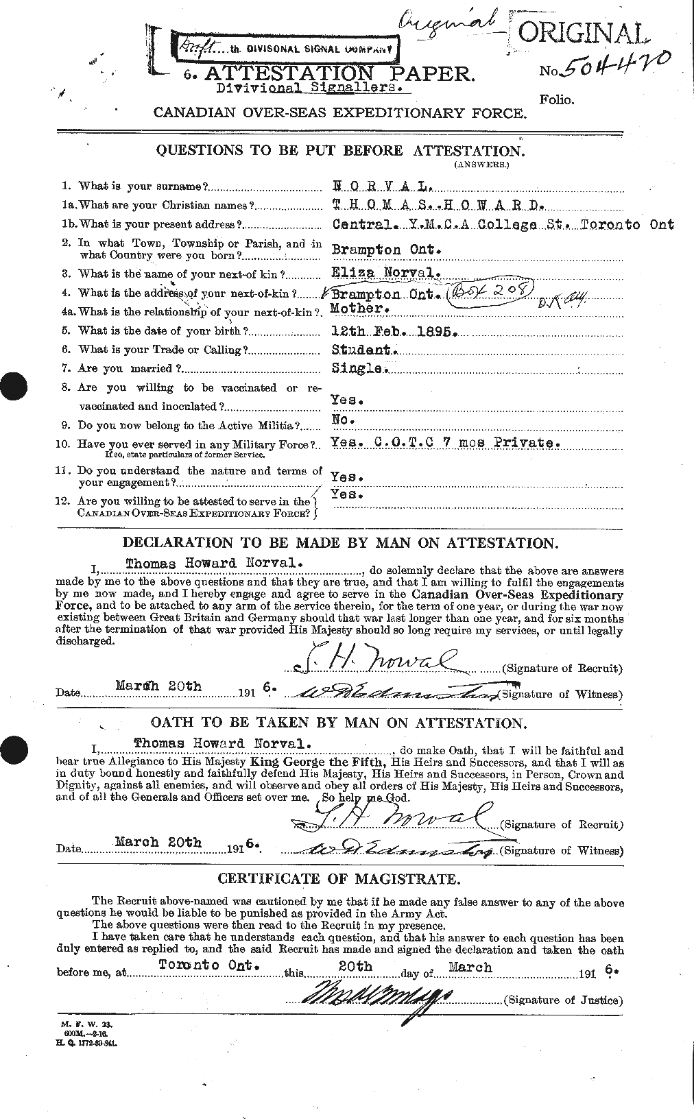 Personnel Records of the First World War - CEF 551894a