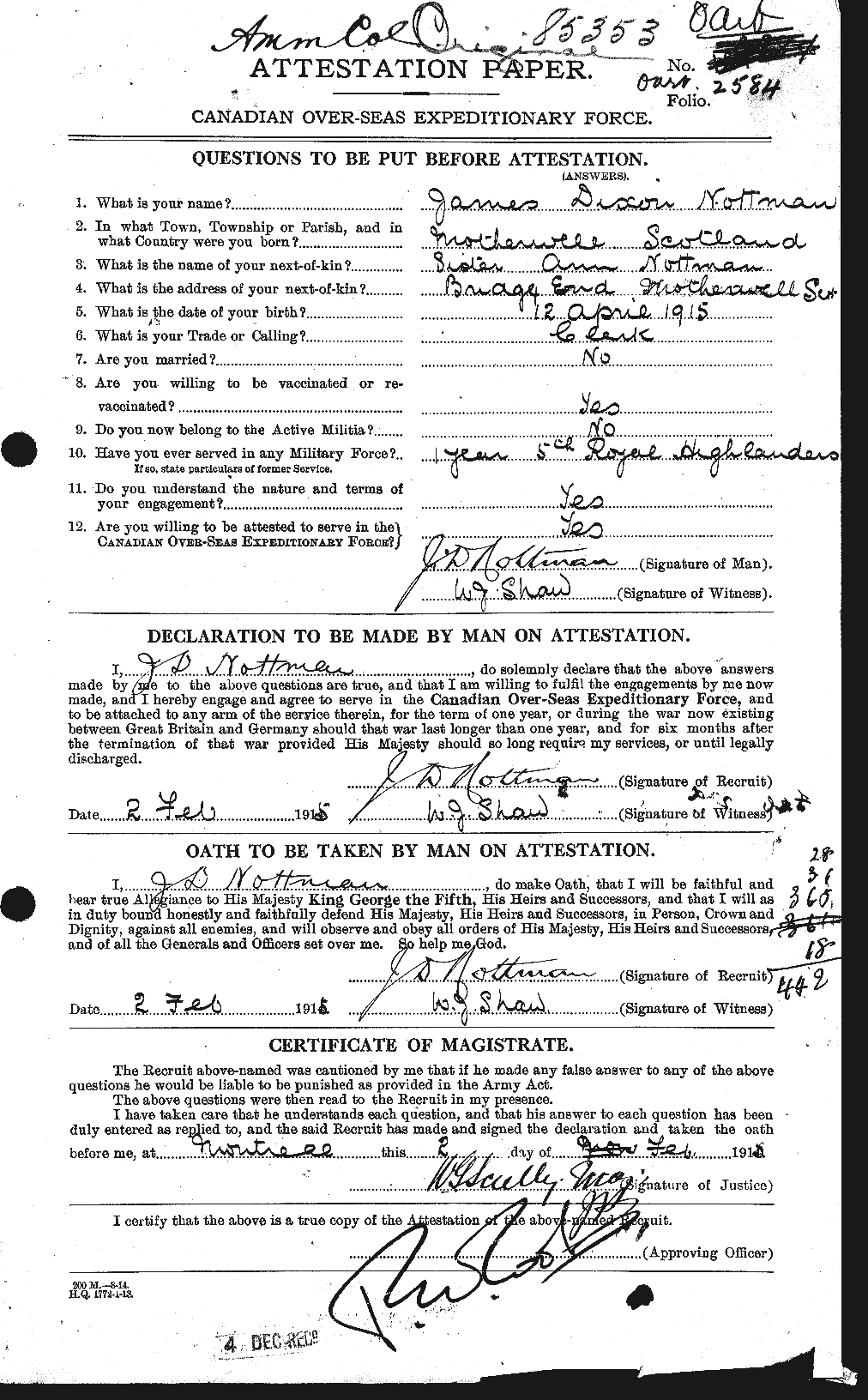 Personnel Records of the First World War - CEF 552028a