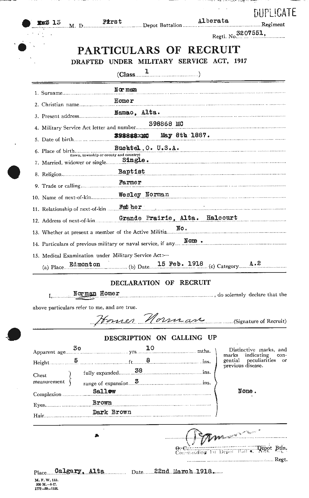Personnel Records of the First World War - CEF 552127a