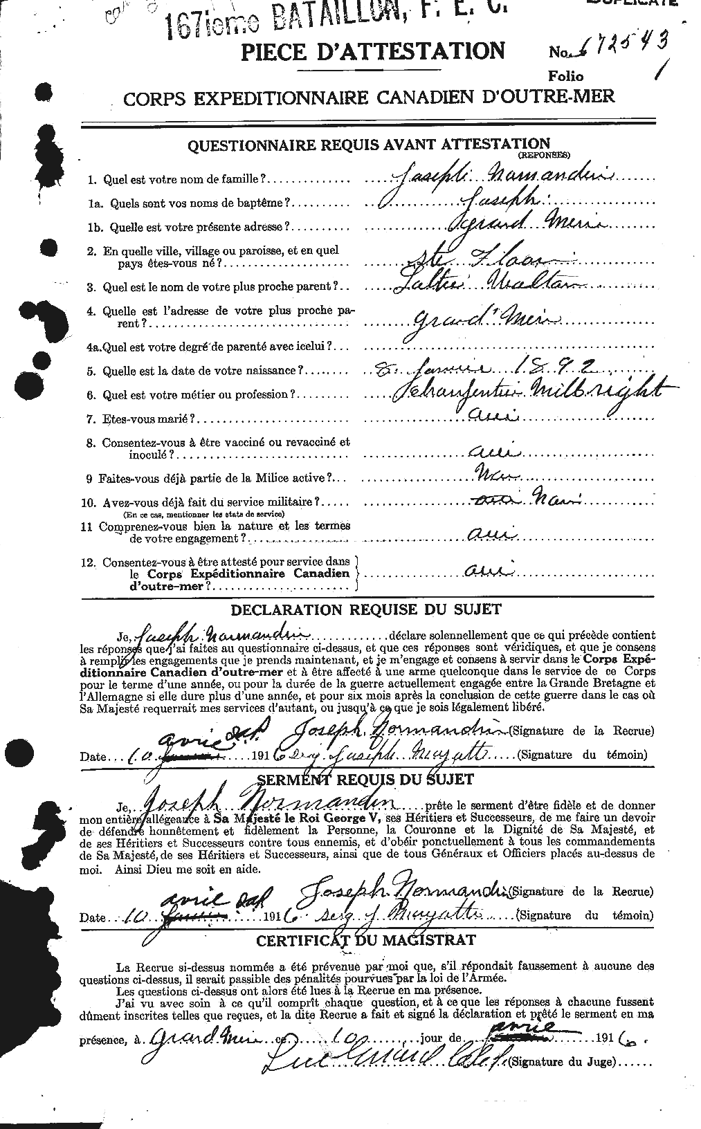 Personnel Records of the First World War - CEF 552292a