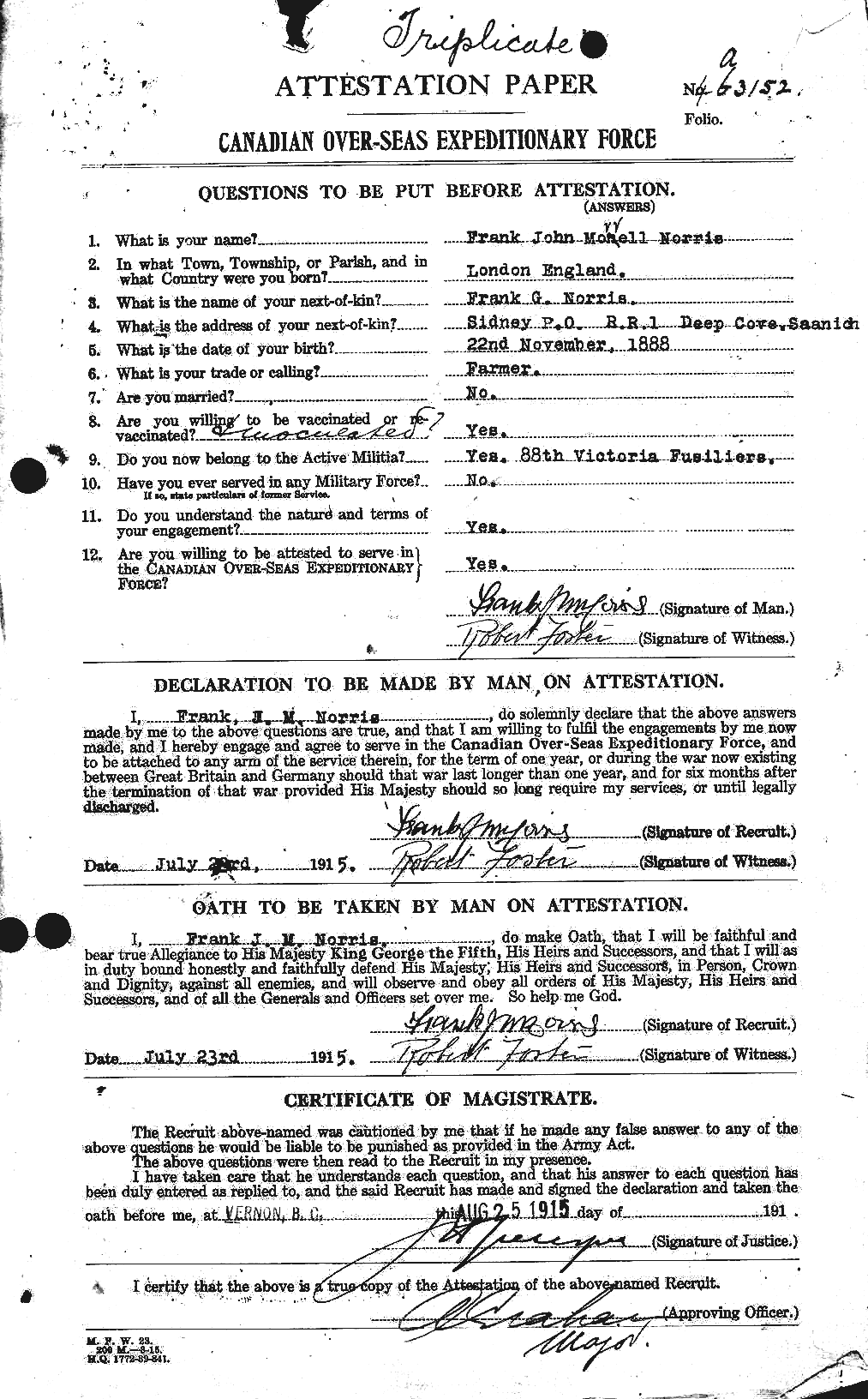 Personnel Records of the First World War - CEF 552418a