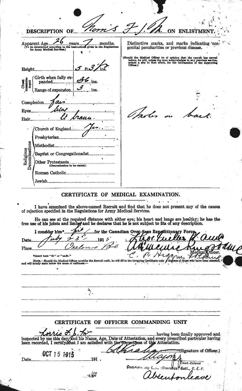 Personnel Records of the First World War - CEF 552418b