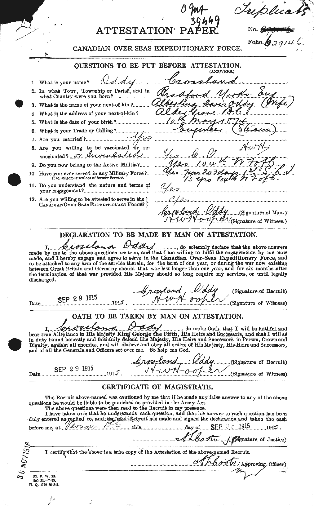 Personnel Records of the First World War - CEF 552937a