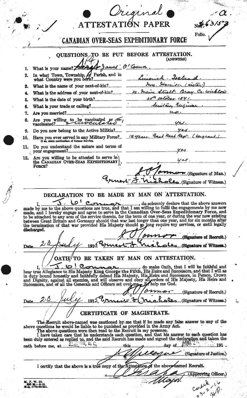 Personnel Records of the First World War - CEF 553809a