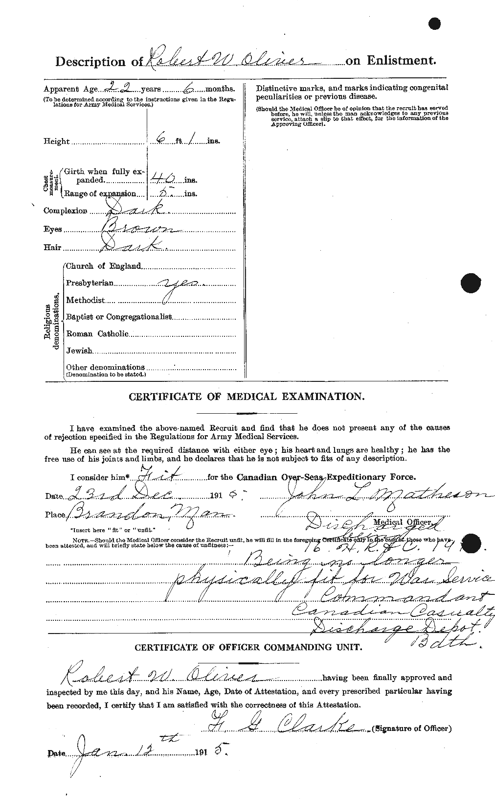 Dossiers du Personnel de la Première Guerre mondiale - CEC 555492b