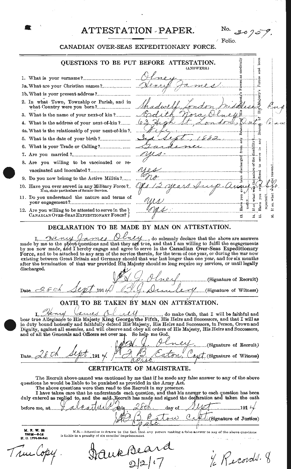 Personnel Records of the First World War - CEF 555714a