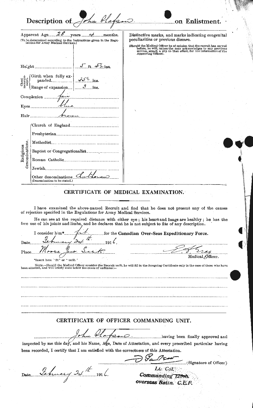 Dossiers du Personnel de la Première Guerre mondiale - CEC 555724b