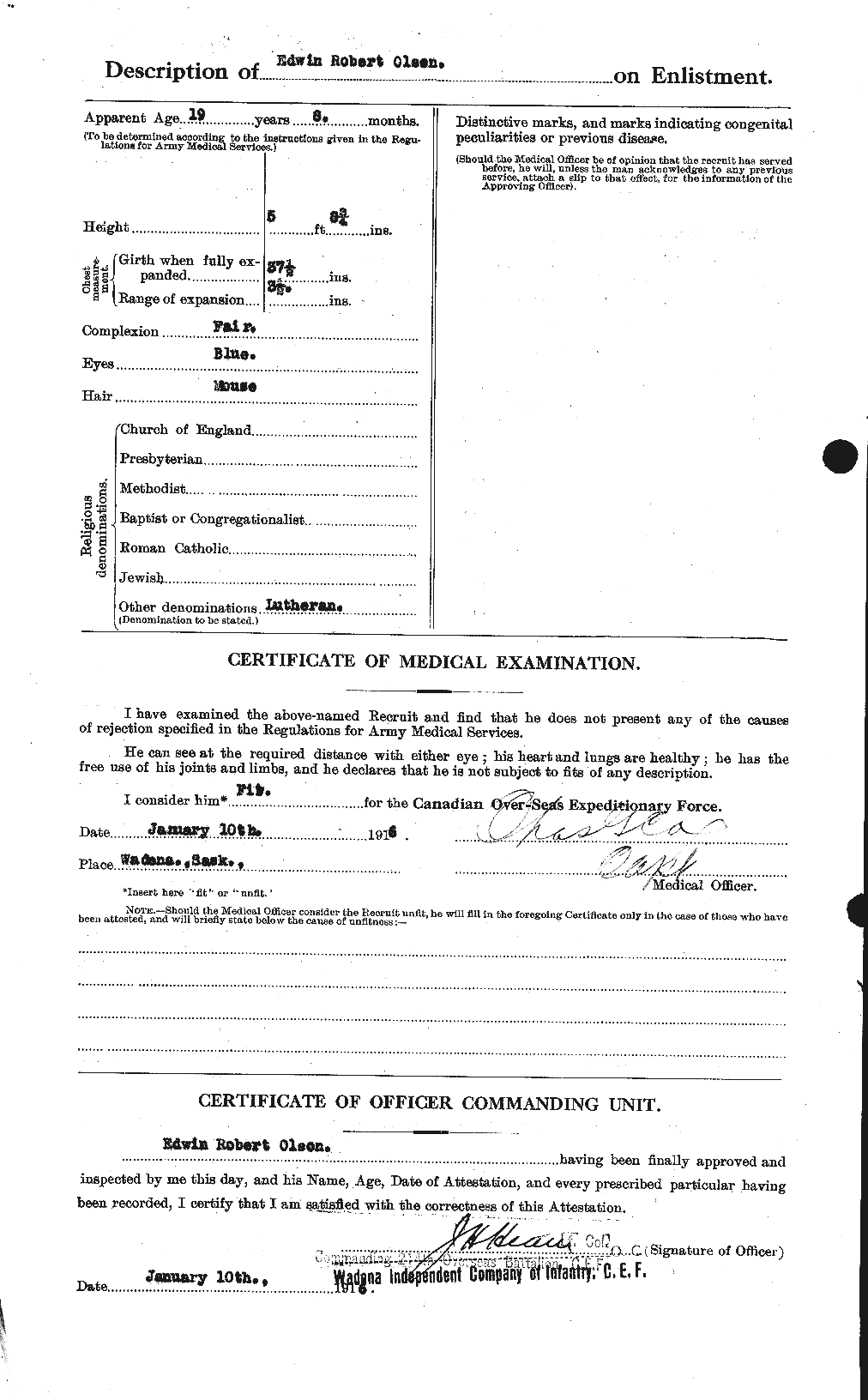 Dossiers du Personnel de la Première Guerre mondiale - CEC 555774b