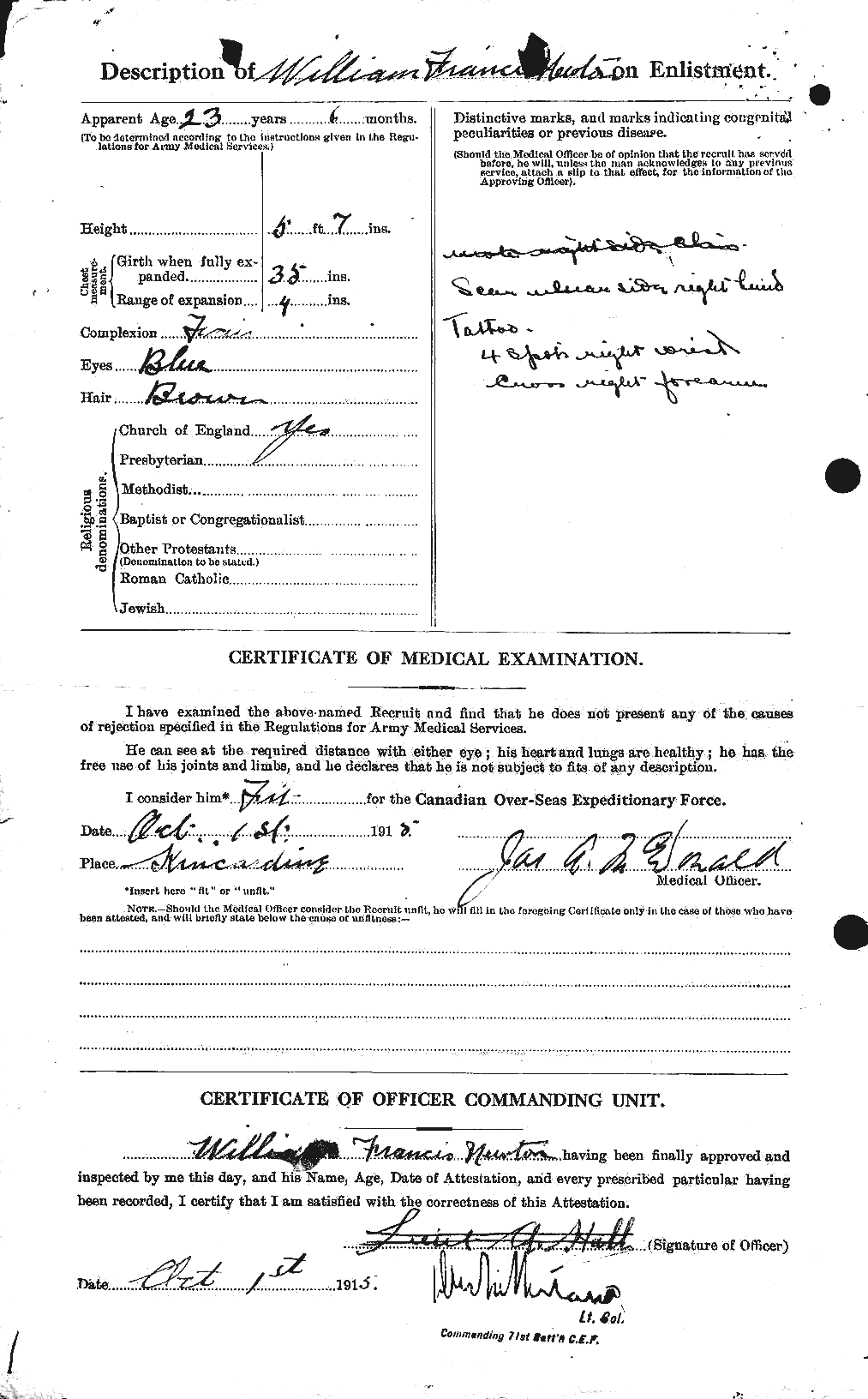 Dossiers du Personnel de la Première Guerre mondiale - CEC 556055b