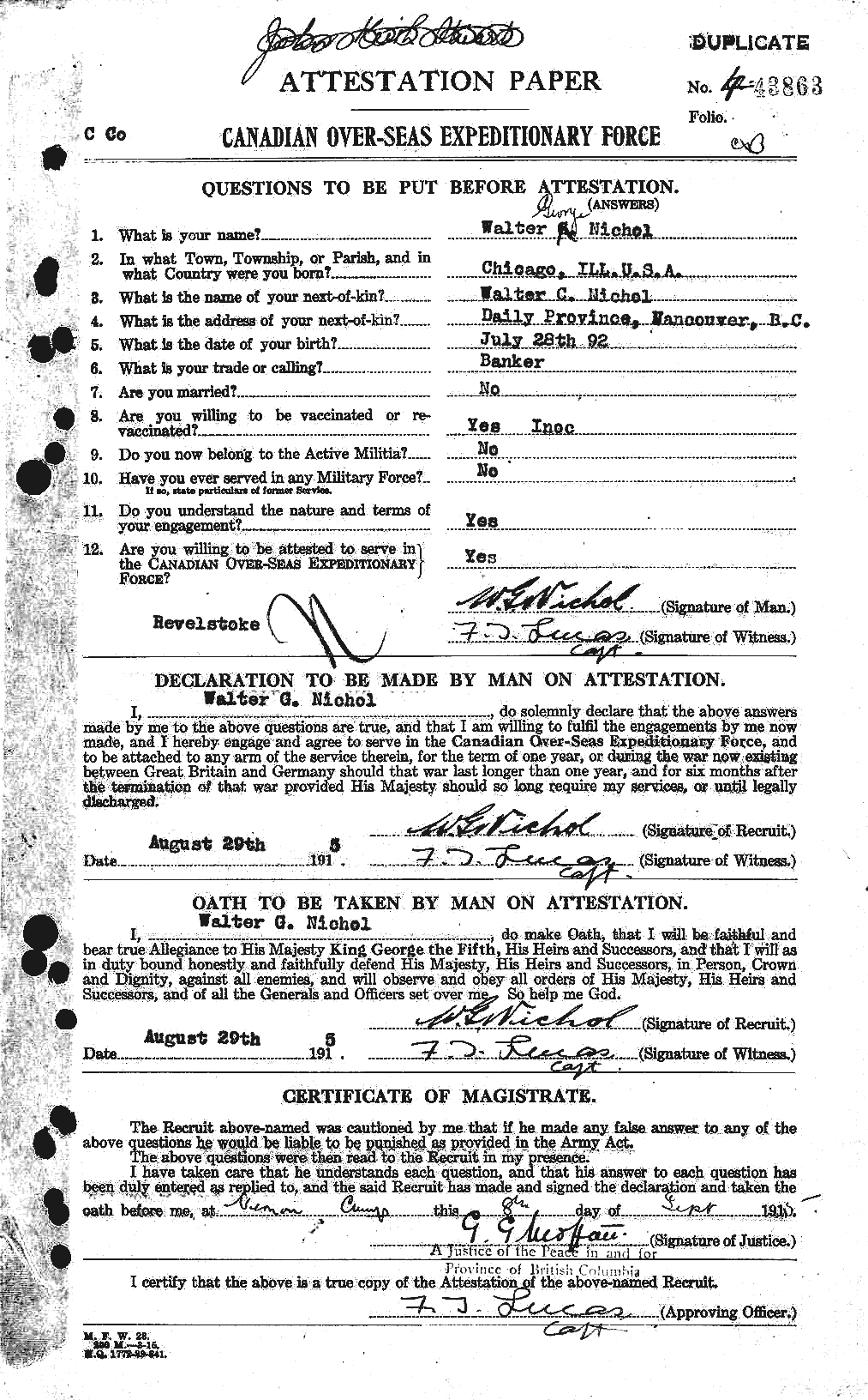 Personnel Records of the First World War - CEF 556196a